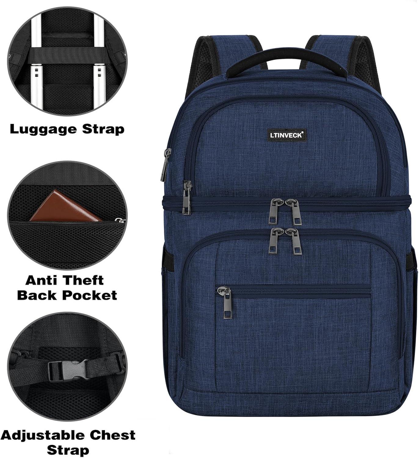 Cooler Backpack,Insulated Backpack Cooler Leakproof Double Deck Cooler Bag for Men Women RFID Lunch Backpack