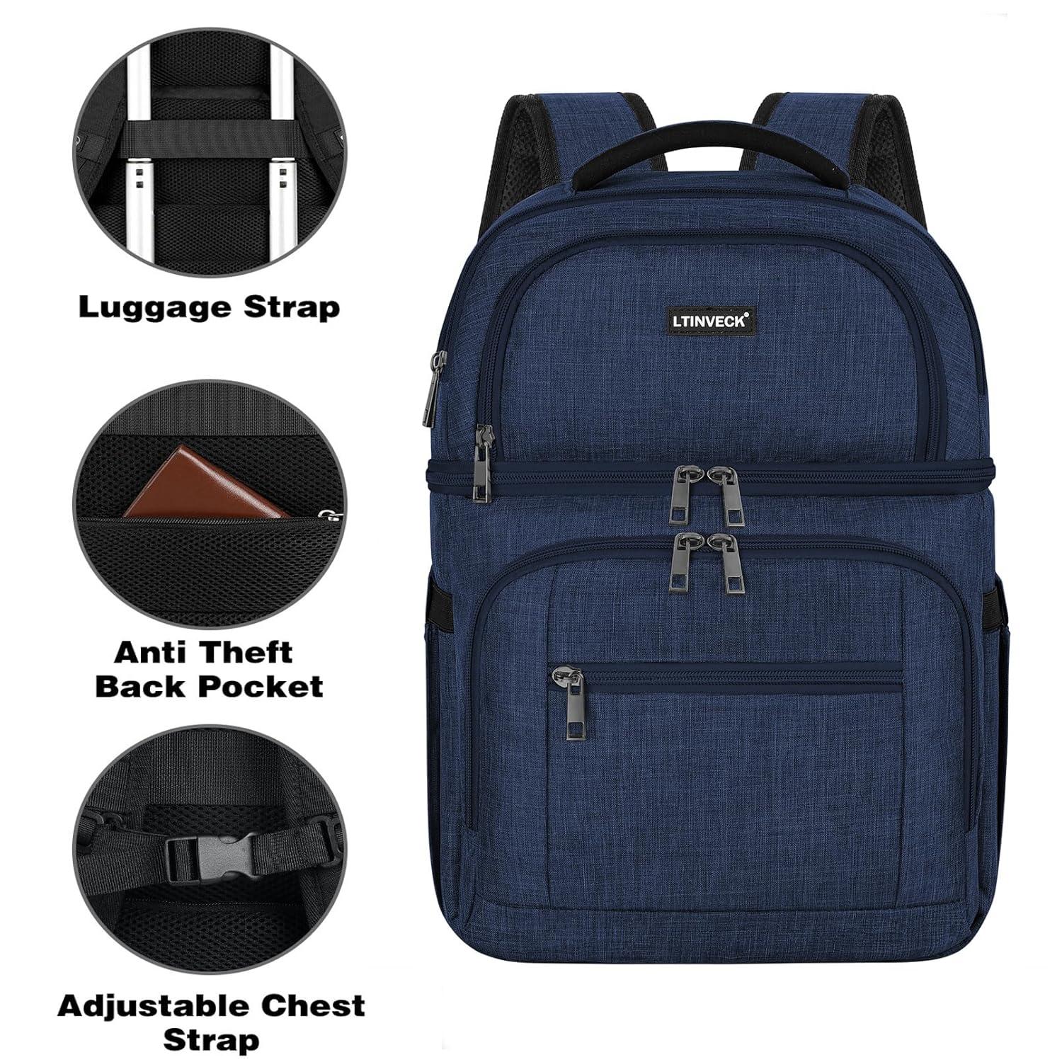 Cooler Backpack,Insulated Backpack Cooler Leakproof Double Deck Cooler Bag for Men Women RFID Lunch Backpack