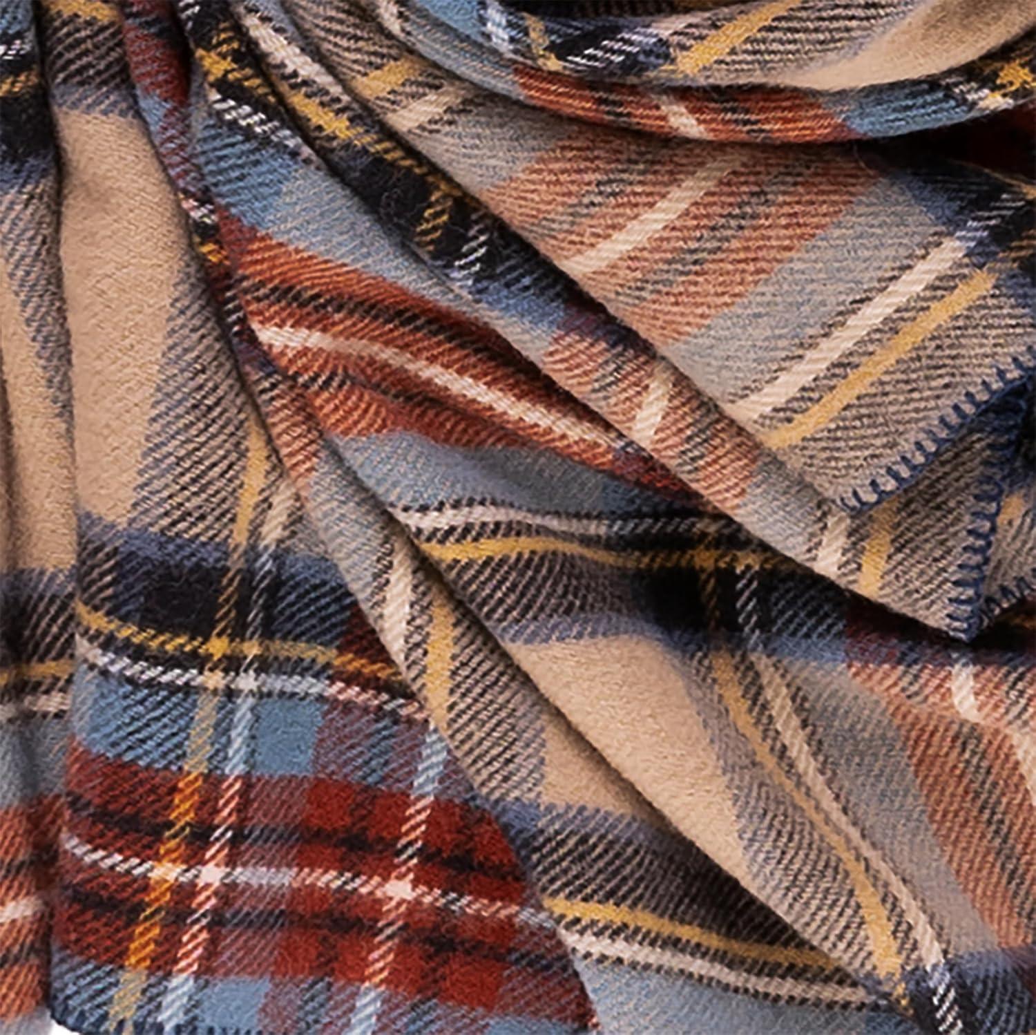 Extra-Large Antique Dress Stewart Wool Tartan Throw Blanket