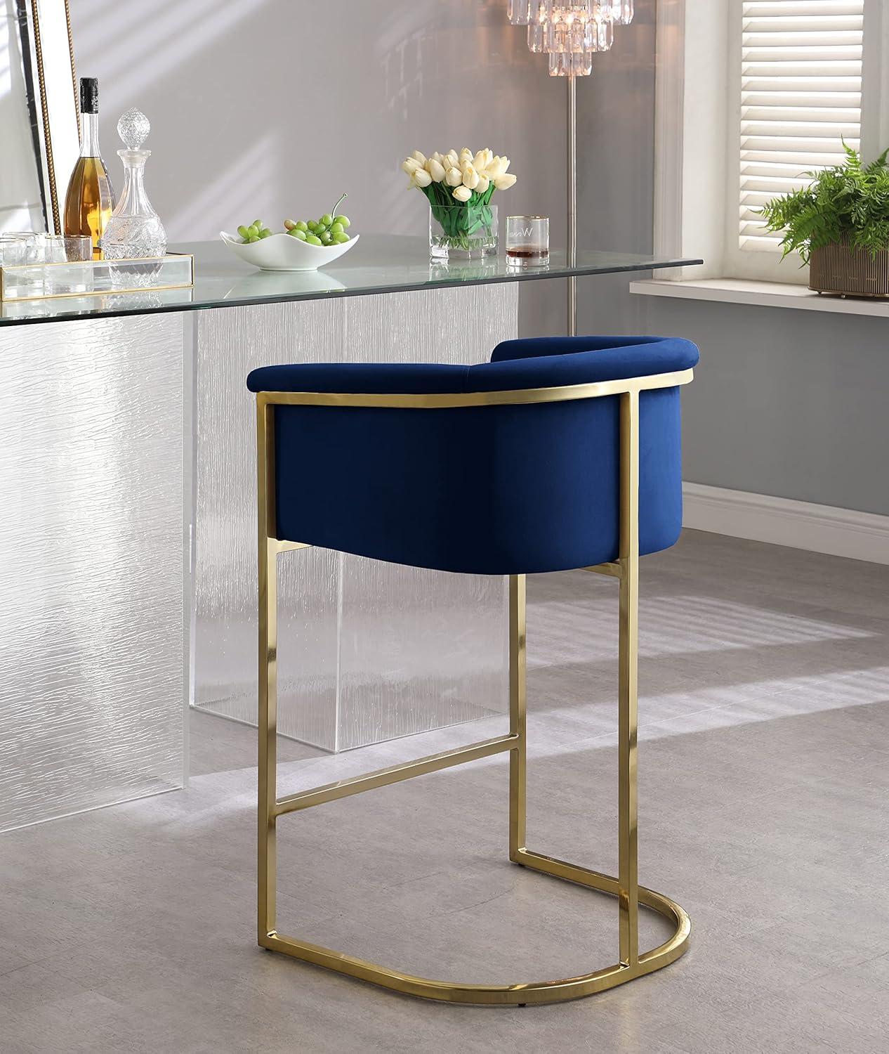 Meridian Furniture Donatella Navy Velvet Stool