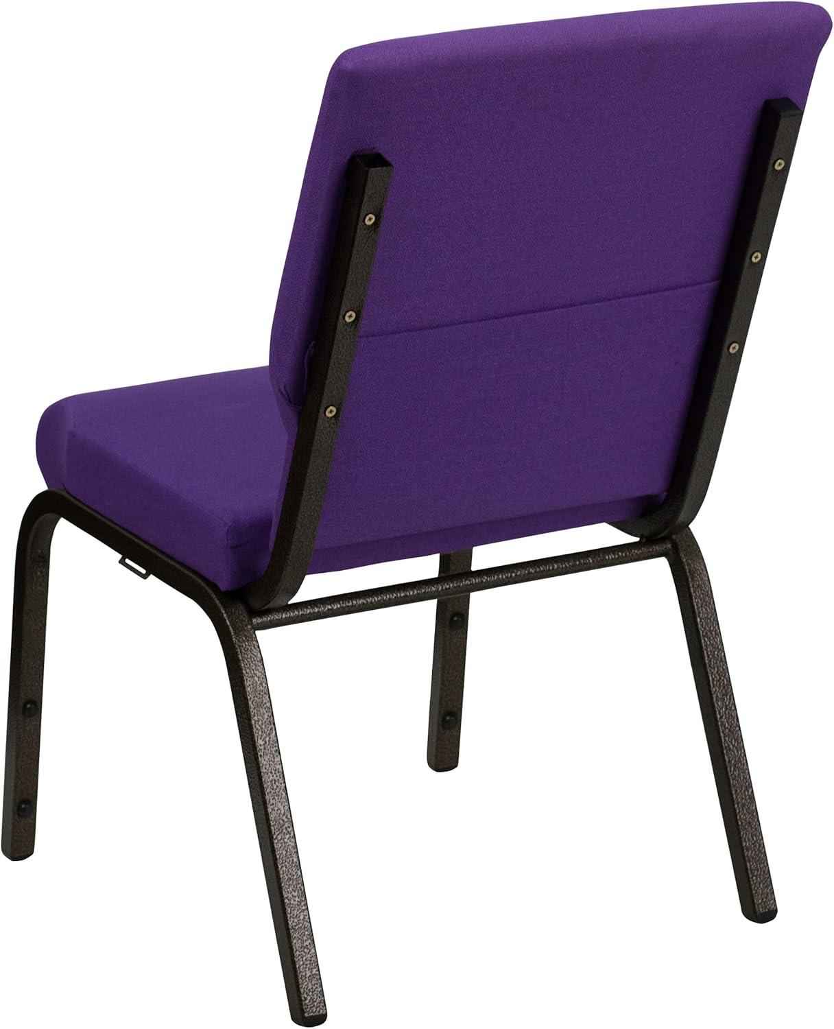 BizChair 18.5''W Stacking Church Chair in Purple Fabric - Gold Vein Frame