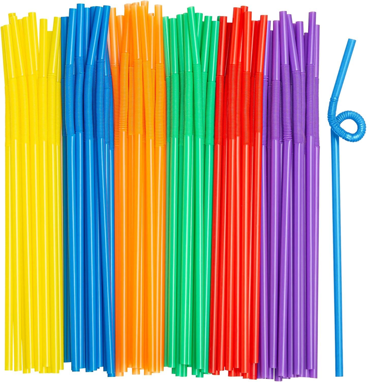 Comfy Package Wide Straws for Drinking & Smoothies [100 Pack] Assorted Colors