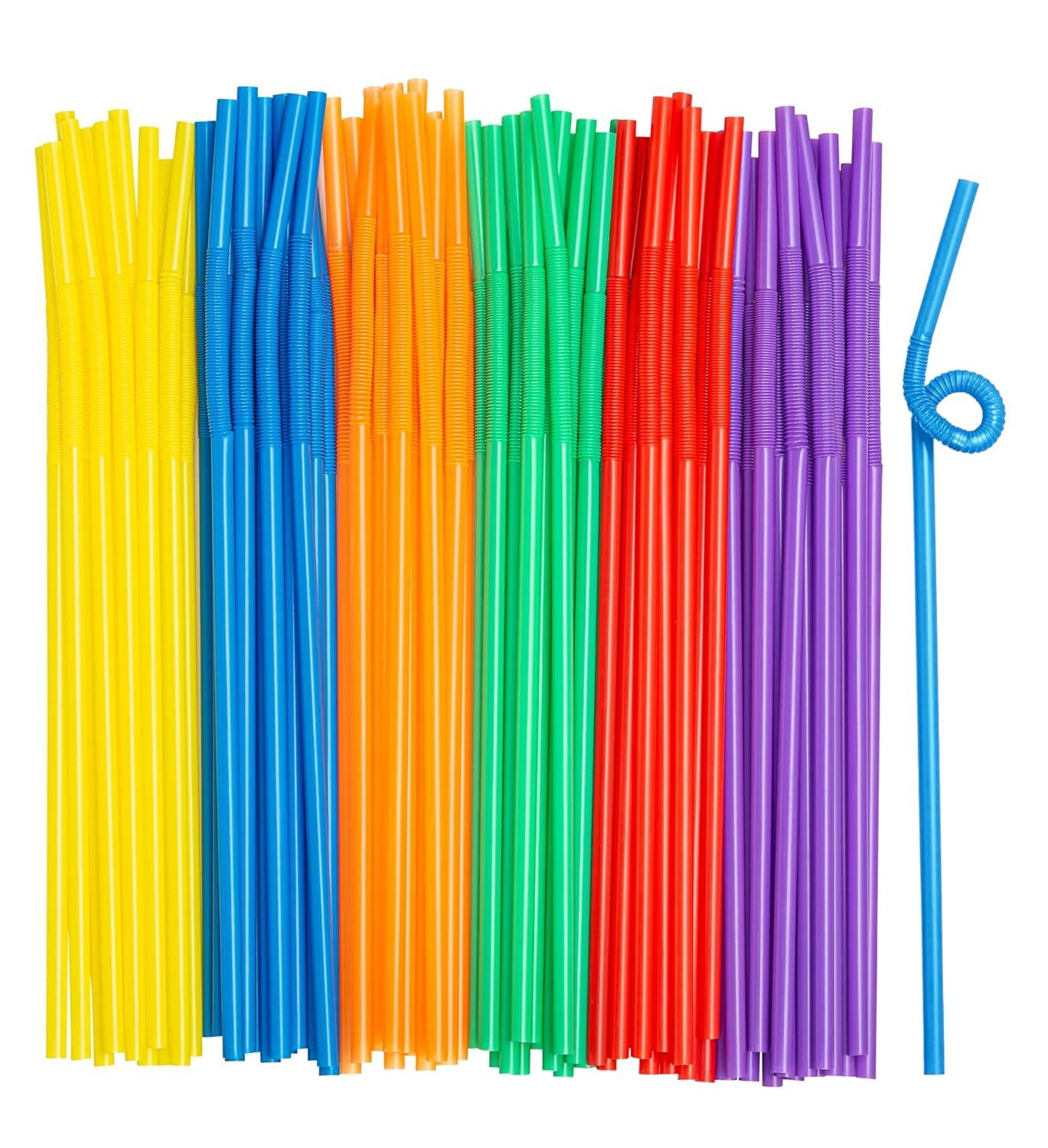 Comfy Package Wide Straws for Drinking & Smoothies [100 Pack] Assorted Colors
