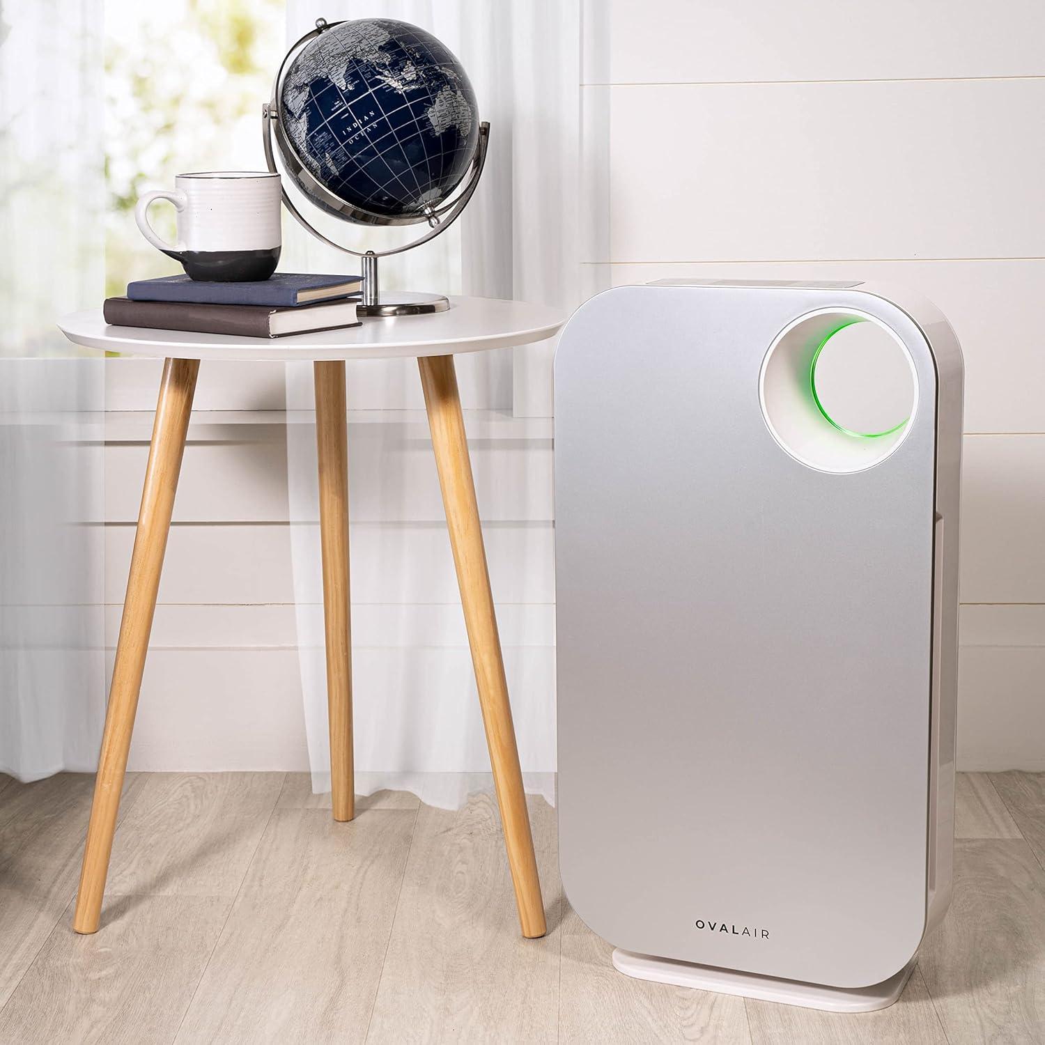 OVAL AIR OVAL AIR 3-Stage H13 True HEPA 5-in-1 Air Purifier reduces Allergies, Asthma, Pets, Odor, Smoke