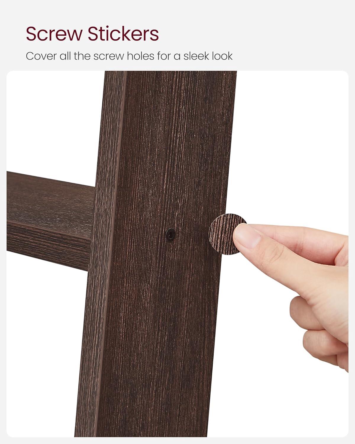 Maroon Brown 5-Tier Rustic Particleboard Blanket Ladder