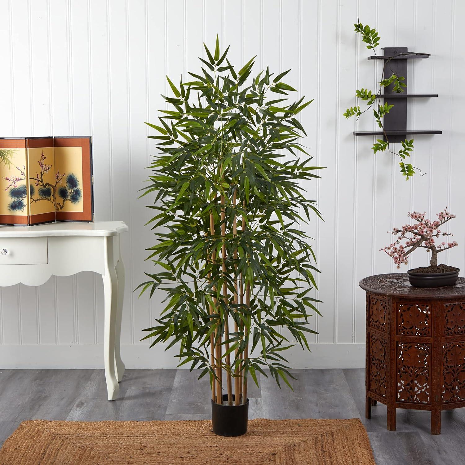 Elegant 64" Silk Bamboo Potted Floor Plant for Outdoor Ambiance