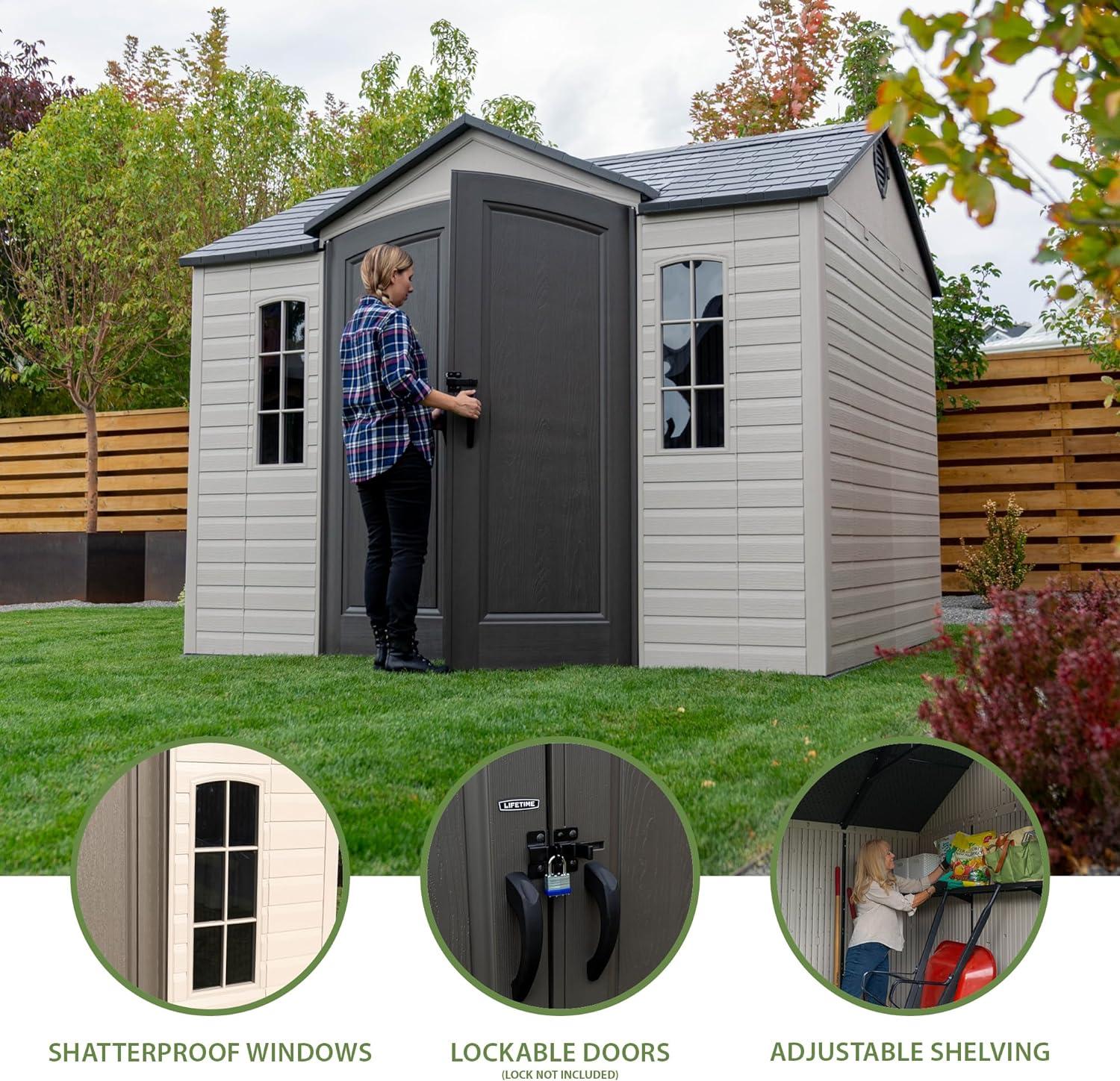 10 Ft. x 8 Ft. High-Density Polyethylene Outdoor Storage Shed with Steel-Reinforced Construction