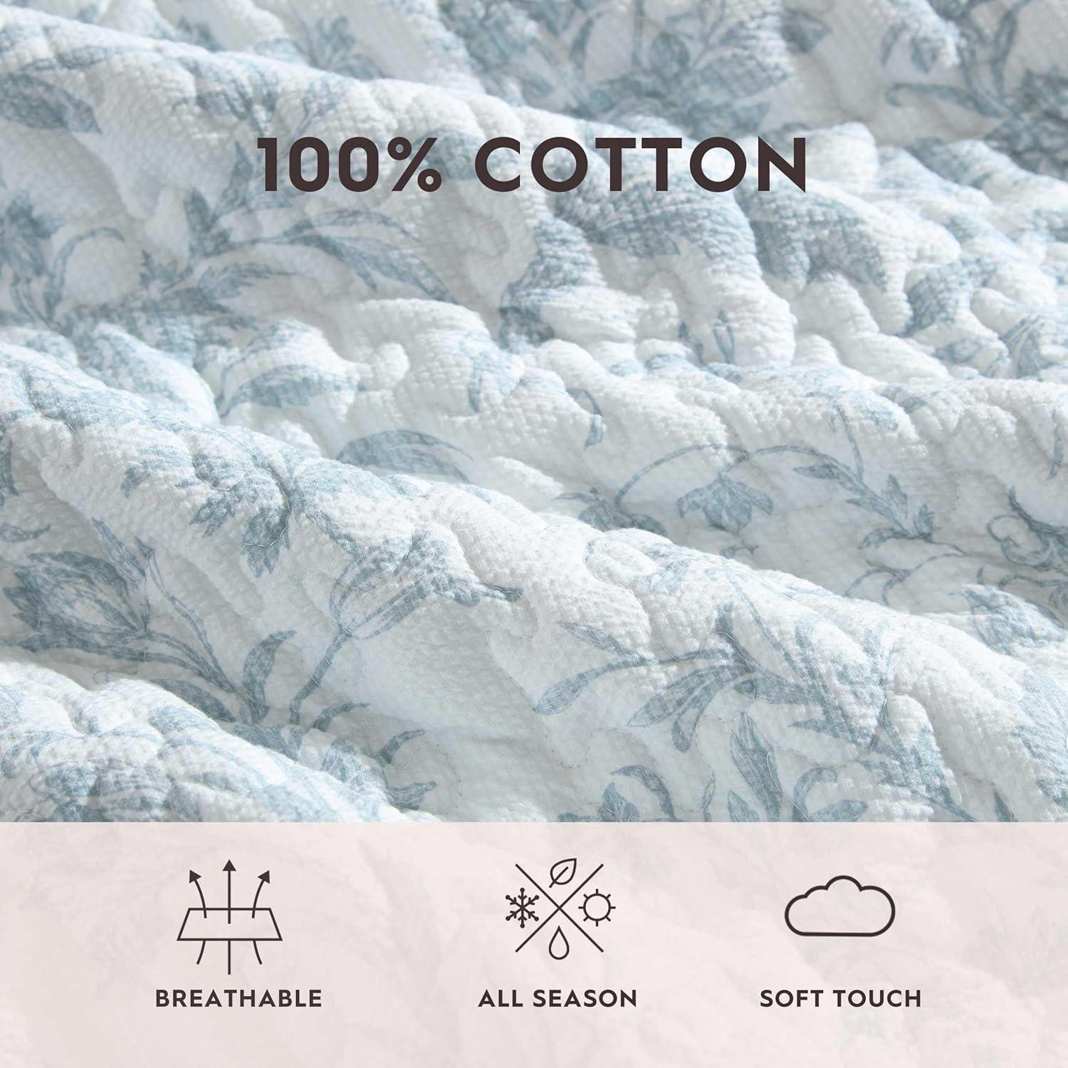 Amberly Blue Reversible Twin Microfiber Quilt Set