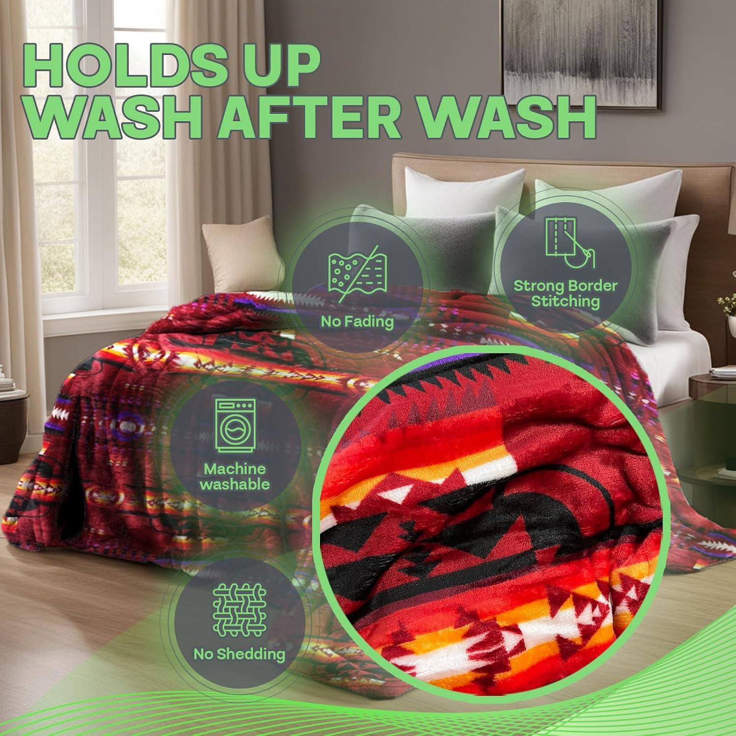 WW Sheets Luxuriously Cozy, Super Warm & Soft Aztec Bed Blanket, Southwestern Style Throw Blanket