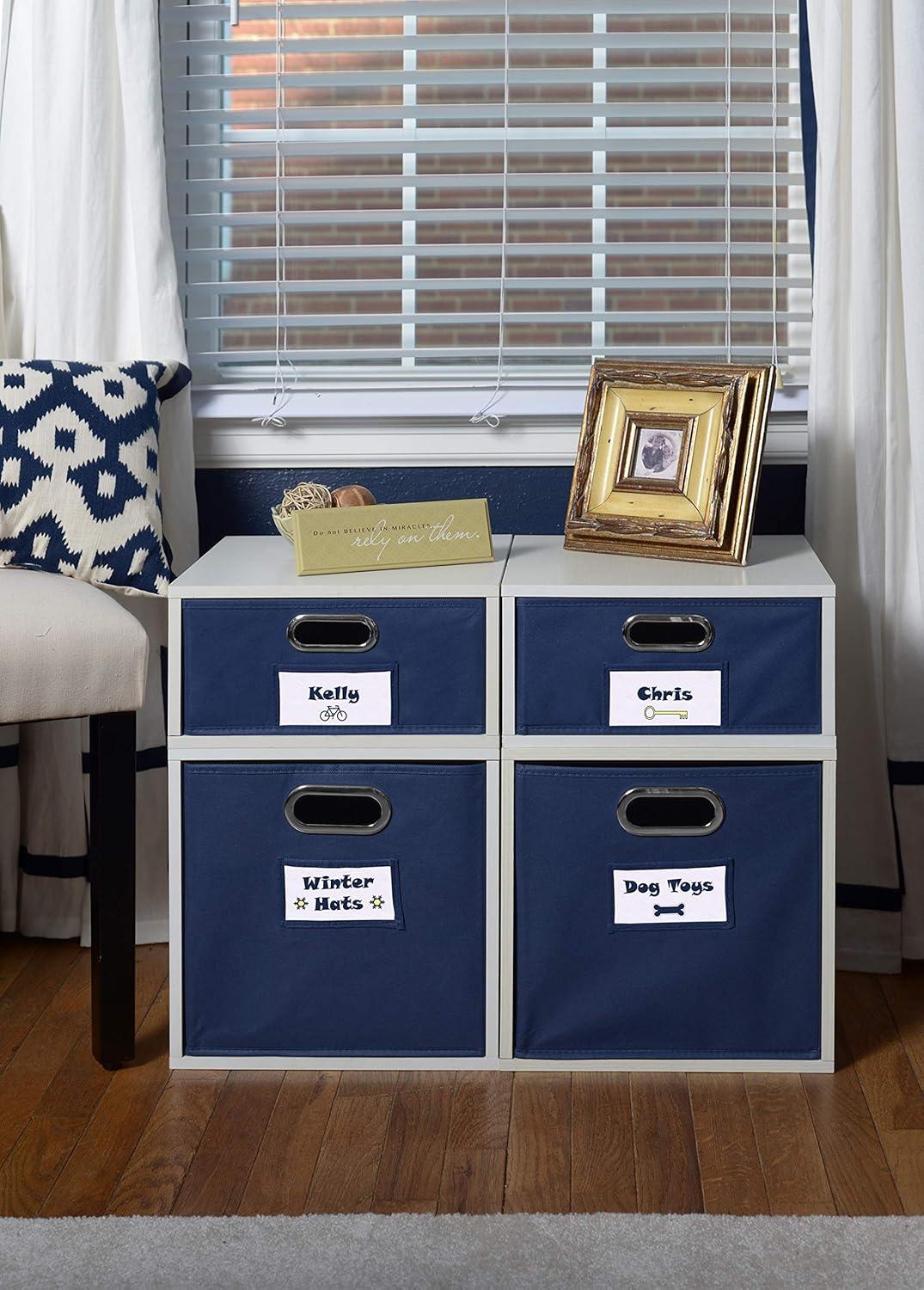 Cubo Storage Set with 6 Cubes, White Wood Grain