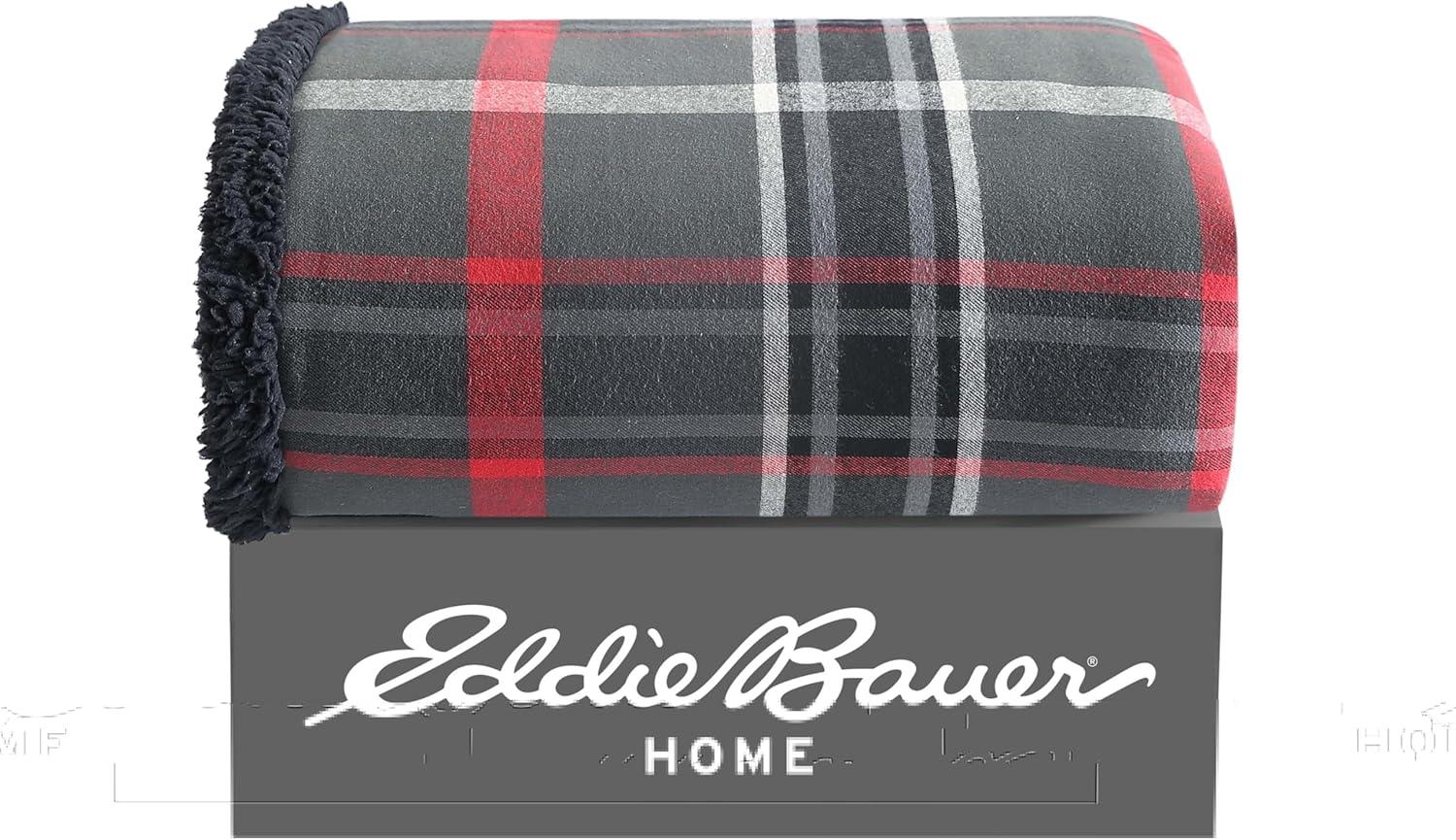 Eddie Bauer Eddie Bauer Printed Flannel/Sherpa Throw Blankets