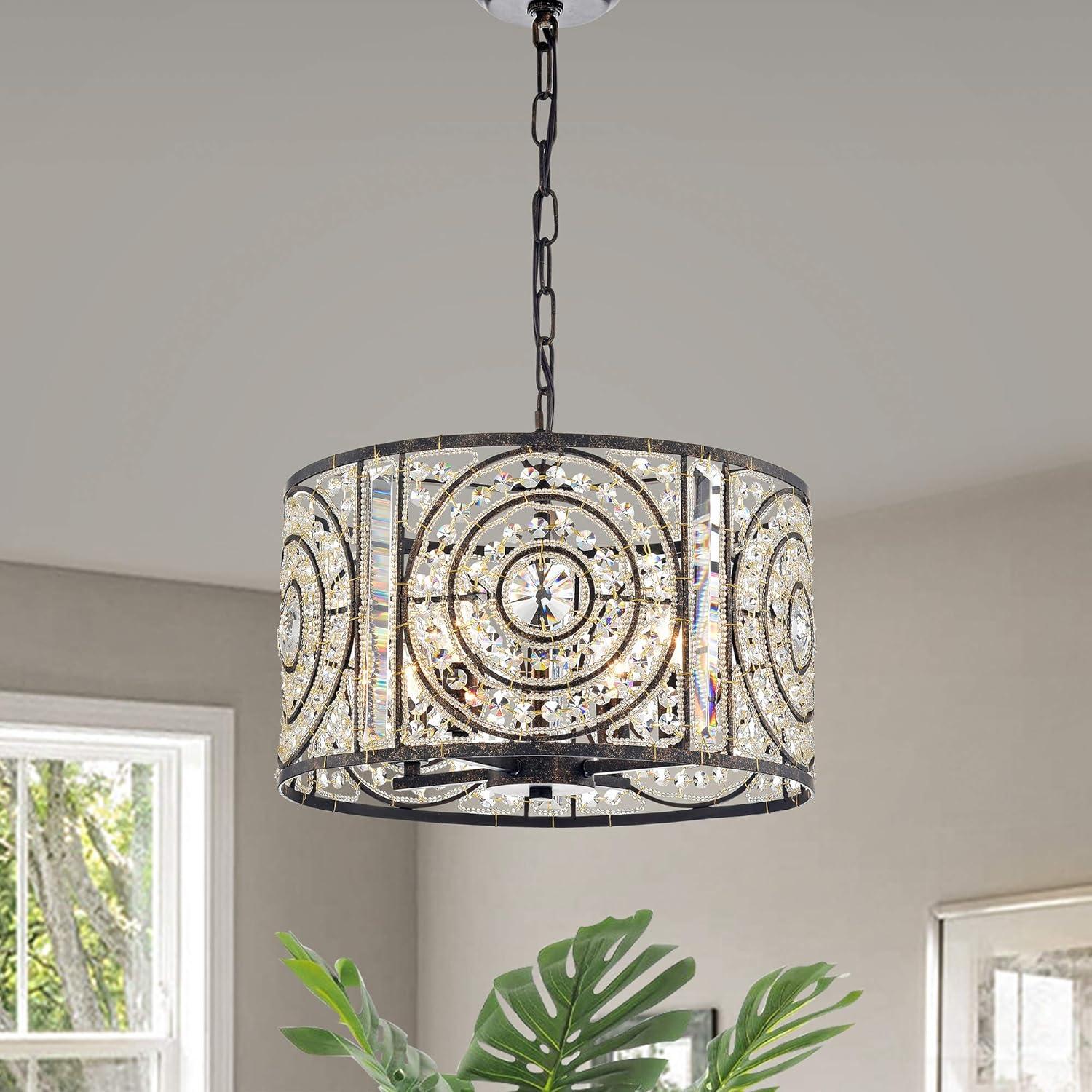 Samel 4-Light Antique Bronze Metal Chandelier