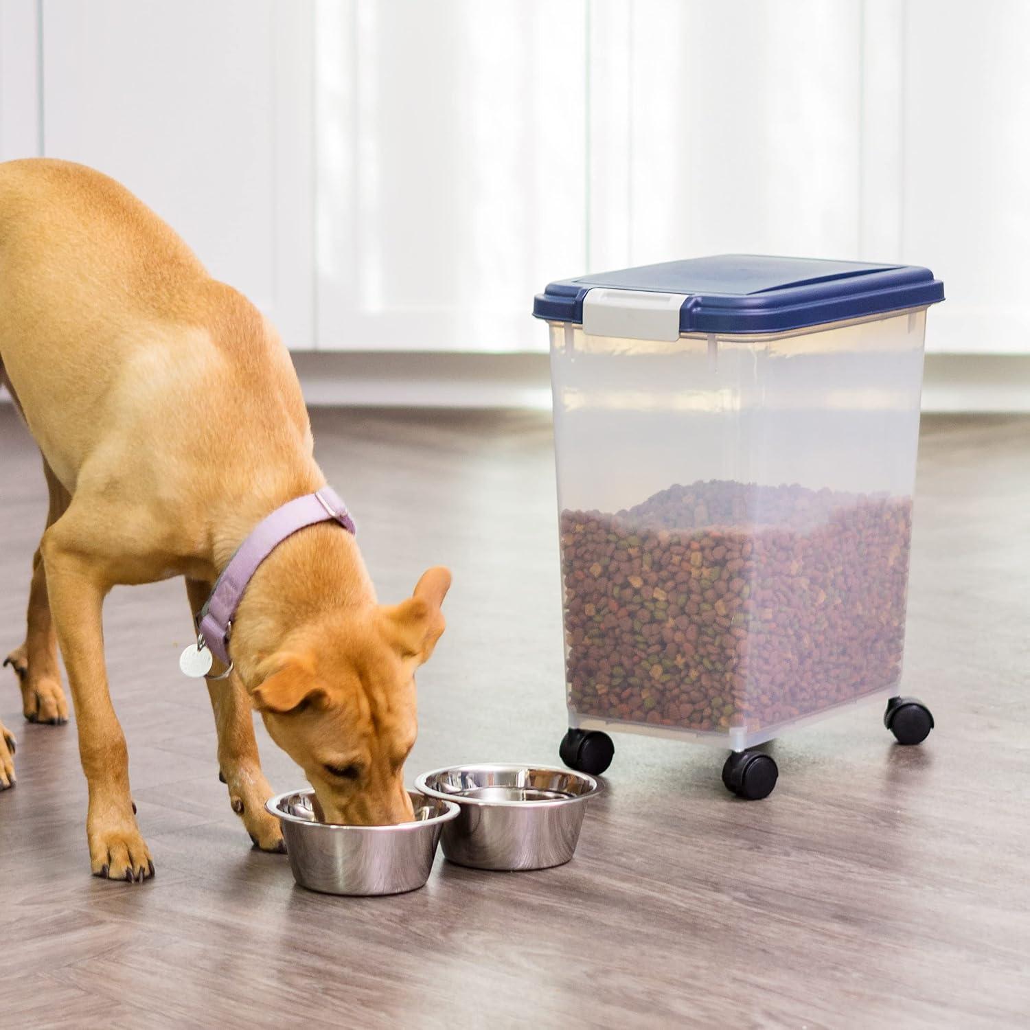 Translucent 33 Quart Airtight Pet Food Storage with Casters