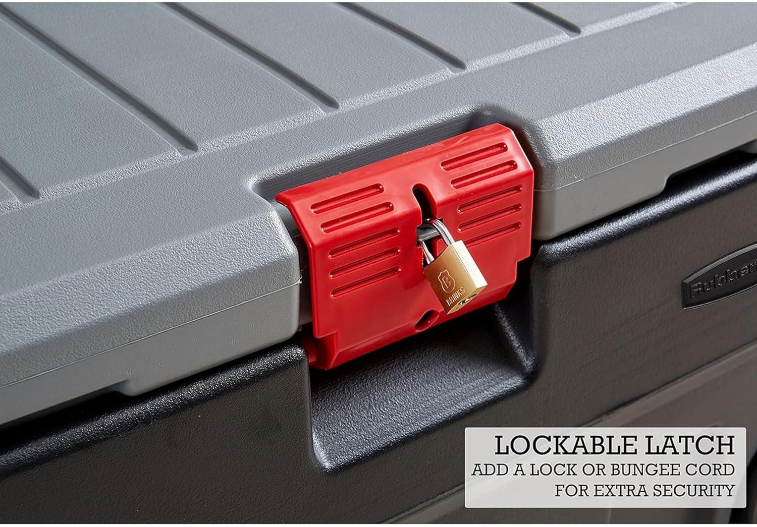 Rubbermaid Rubbermaid 35 Gal Wheeled Action Packer Heavy Duty Storage Tote with Lockable Lid