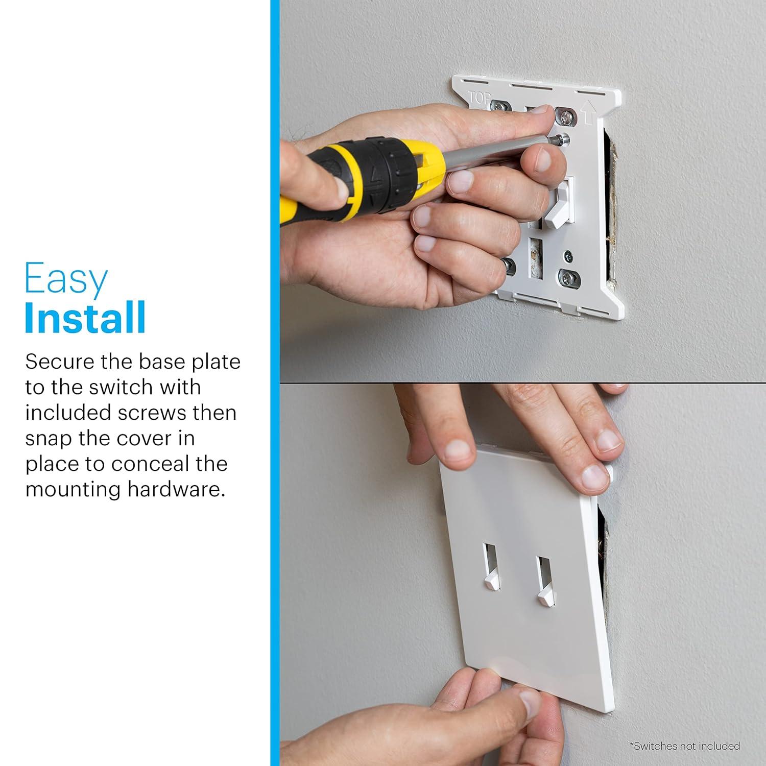 Power Gear Double Toggle Screwless Wall Plate Cover, 4.75” H x 4.75” L, Outlet Covers Wall Plate, Light Switch Cover Plate, Switch Plates and Outlet Covers, Outlet Cover Plate, UL Listed, 10 PK, 70655