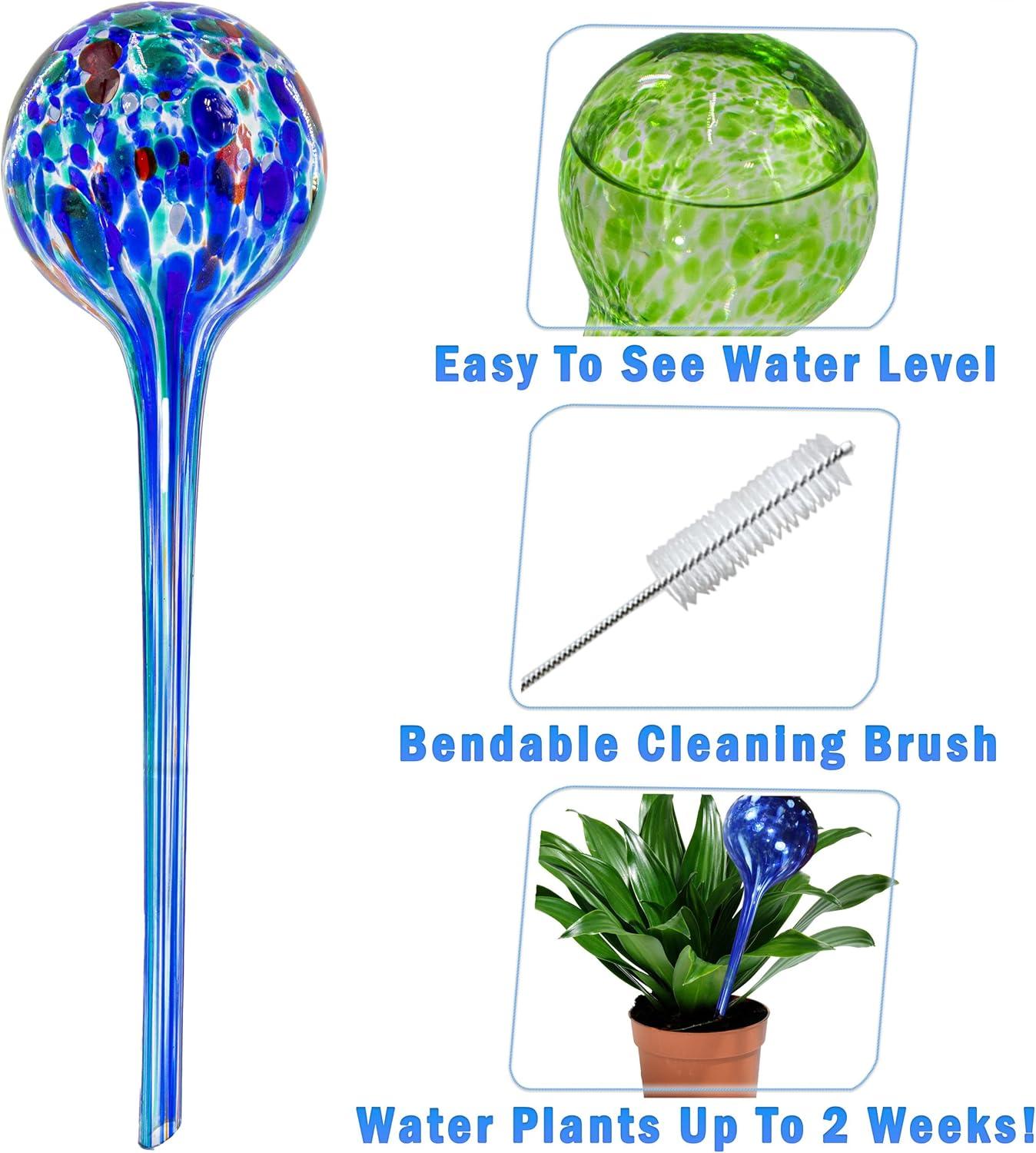 4pc Large Aqua Plant Watering Globes - Automatic Self Drip Watering Plant Glass Ball Bulbs - Indoor Outdoor Use - Perfect  Flowers, Houseplants, Herbs - Or While Out On Vacation As Seen TV