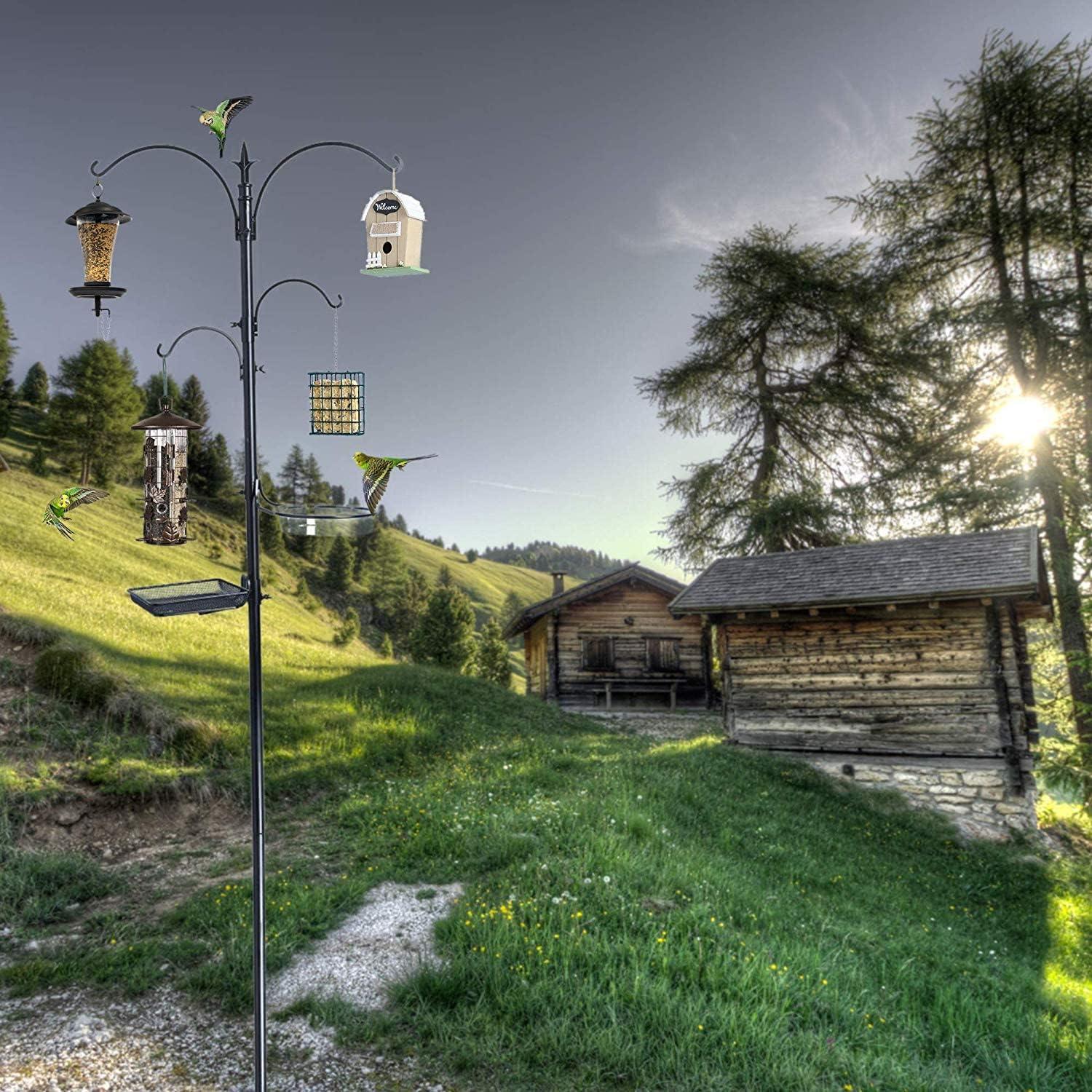 Ashman Online Deluxe Rustproof Bird Feeding Station with Suet Cage, Water Dish, Hanging Kit, Black