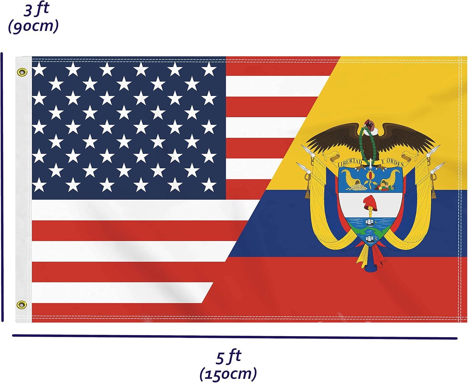 3x5 FT USA Colombia Patriotic Outdoor Banner with Brass Grommets