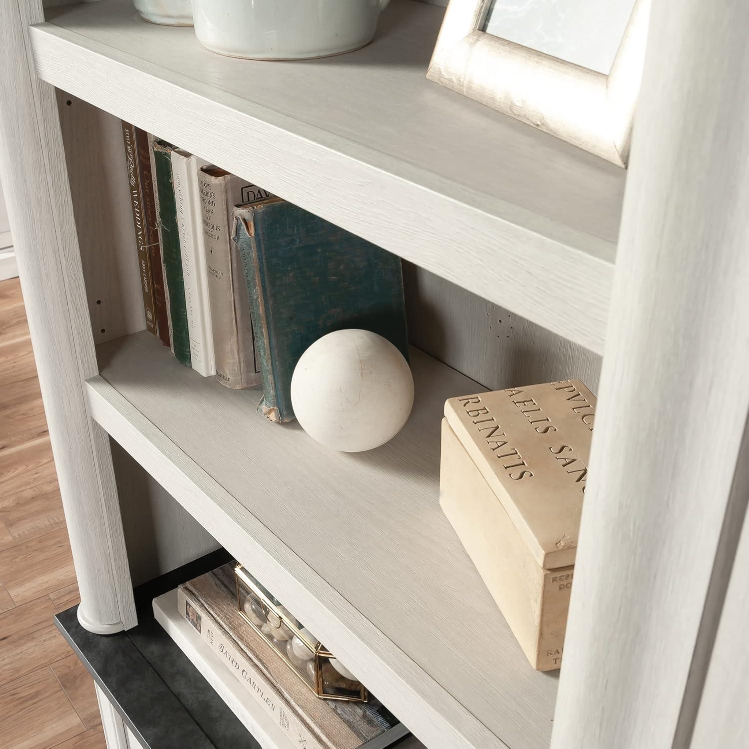 Executive White Corner Desk with Filing Cabinet and Drawer in Glacier Oak