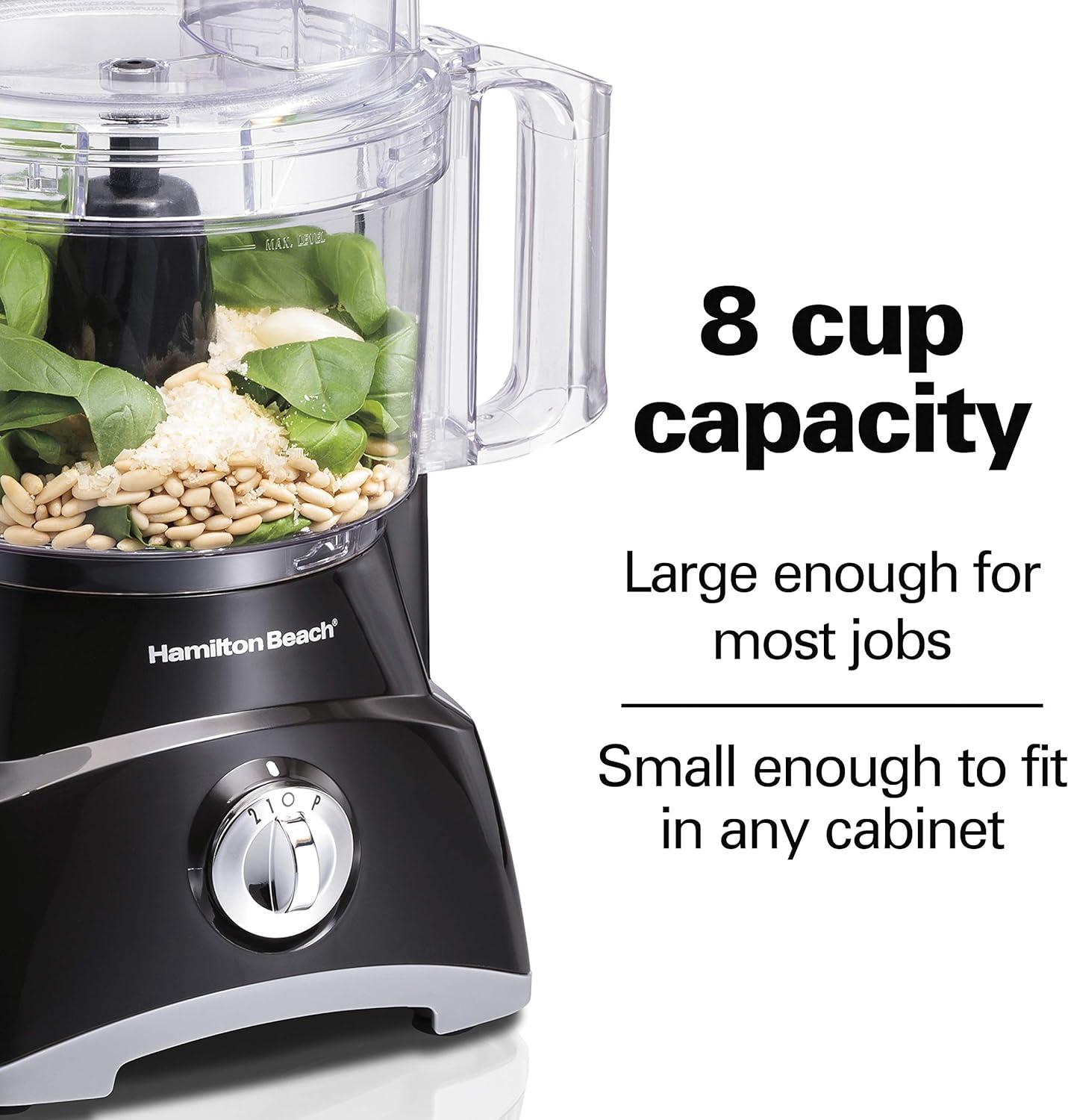 Hamilton Beach 8-Cup Black Food Processor with Stainless Steel Blade