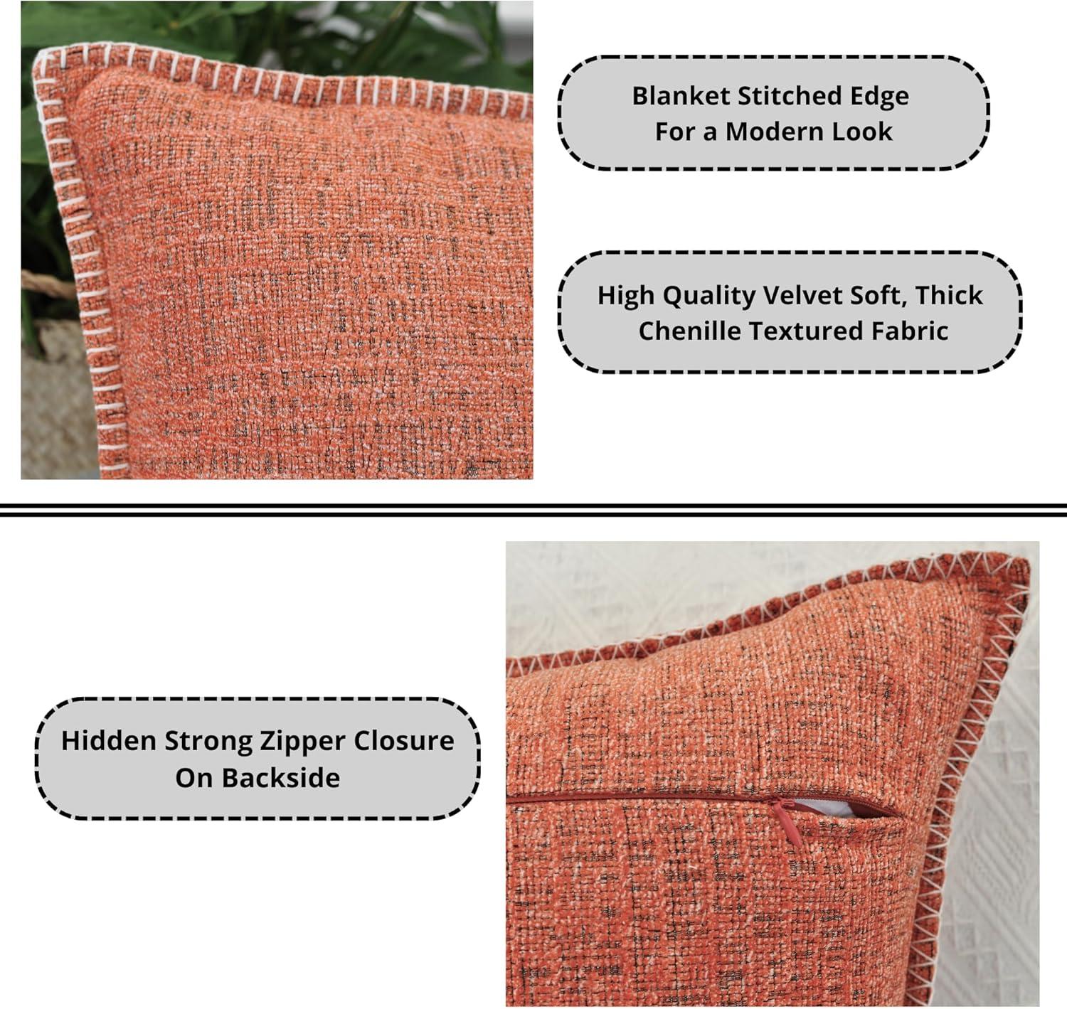 Oveesha Soft Textured Chenille Pillow Covers Set of 2 Cozy Cushion Covers