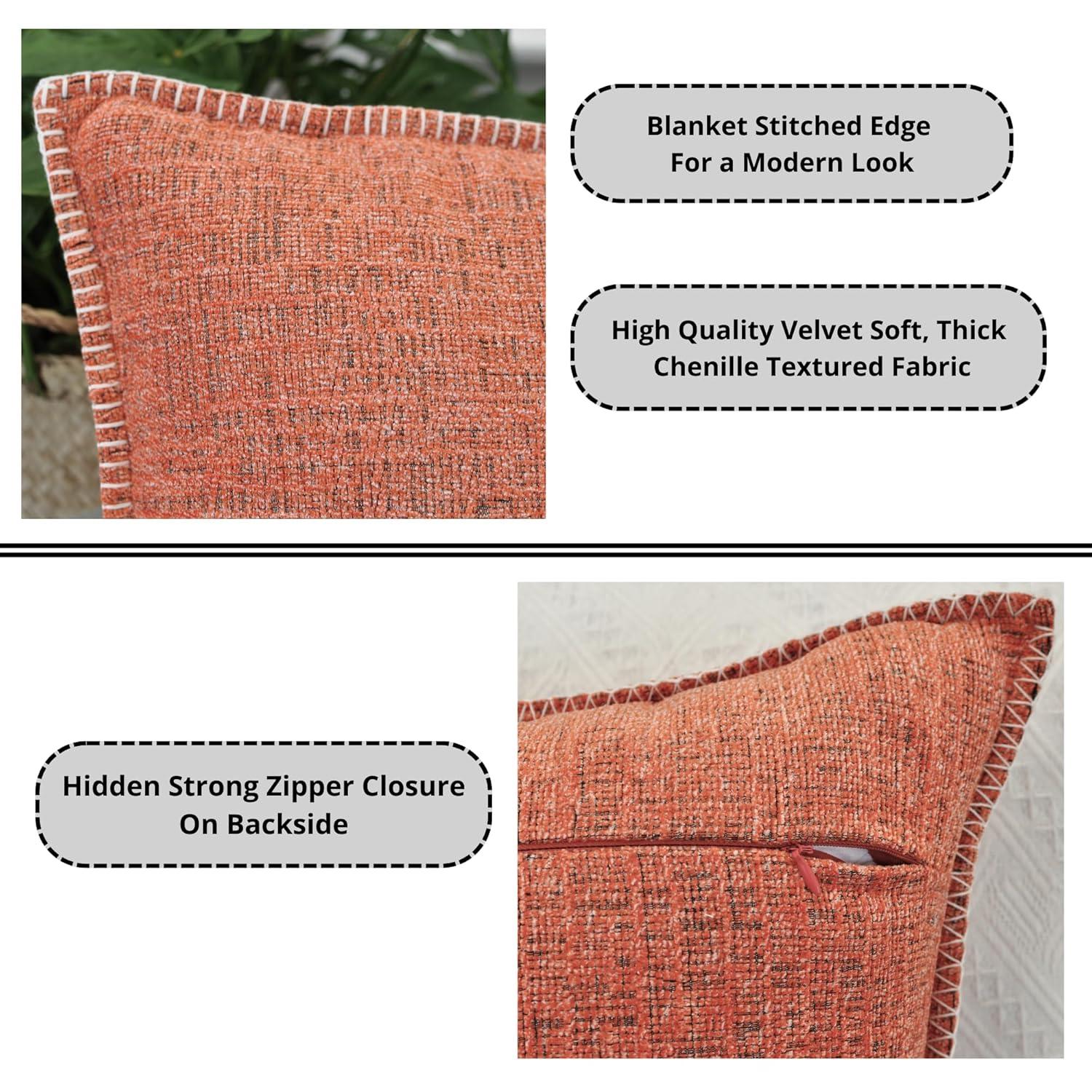 Oveesha Soft Textured Chenille Pillow Covers Set of 2 Cozy Cushion Covers