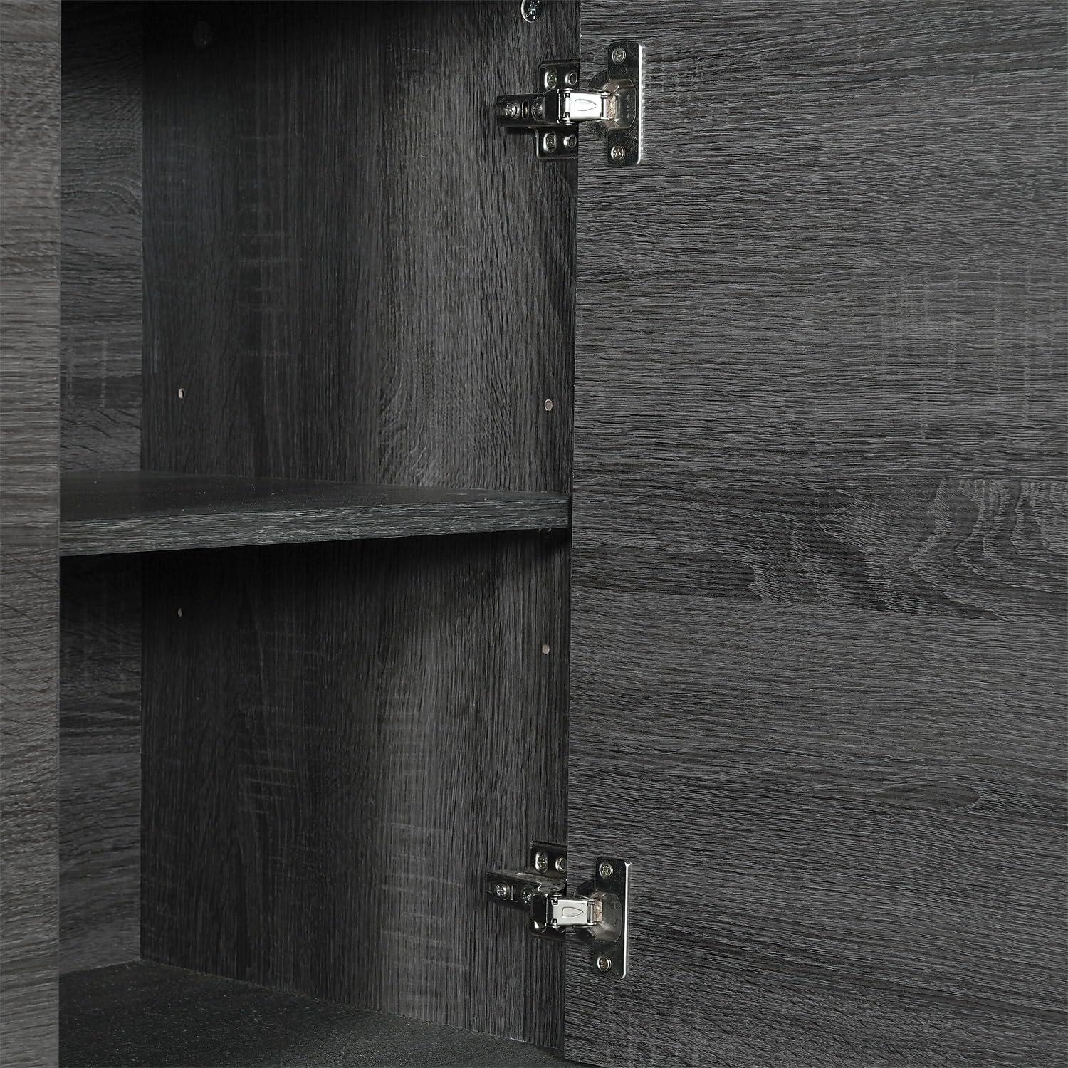 Flash Furniture 60" Buffet Cabinet with 4 Soft Close Doors and Adjustable Shelves - Black Wash