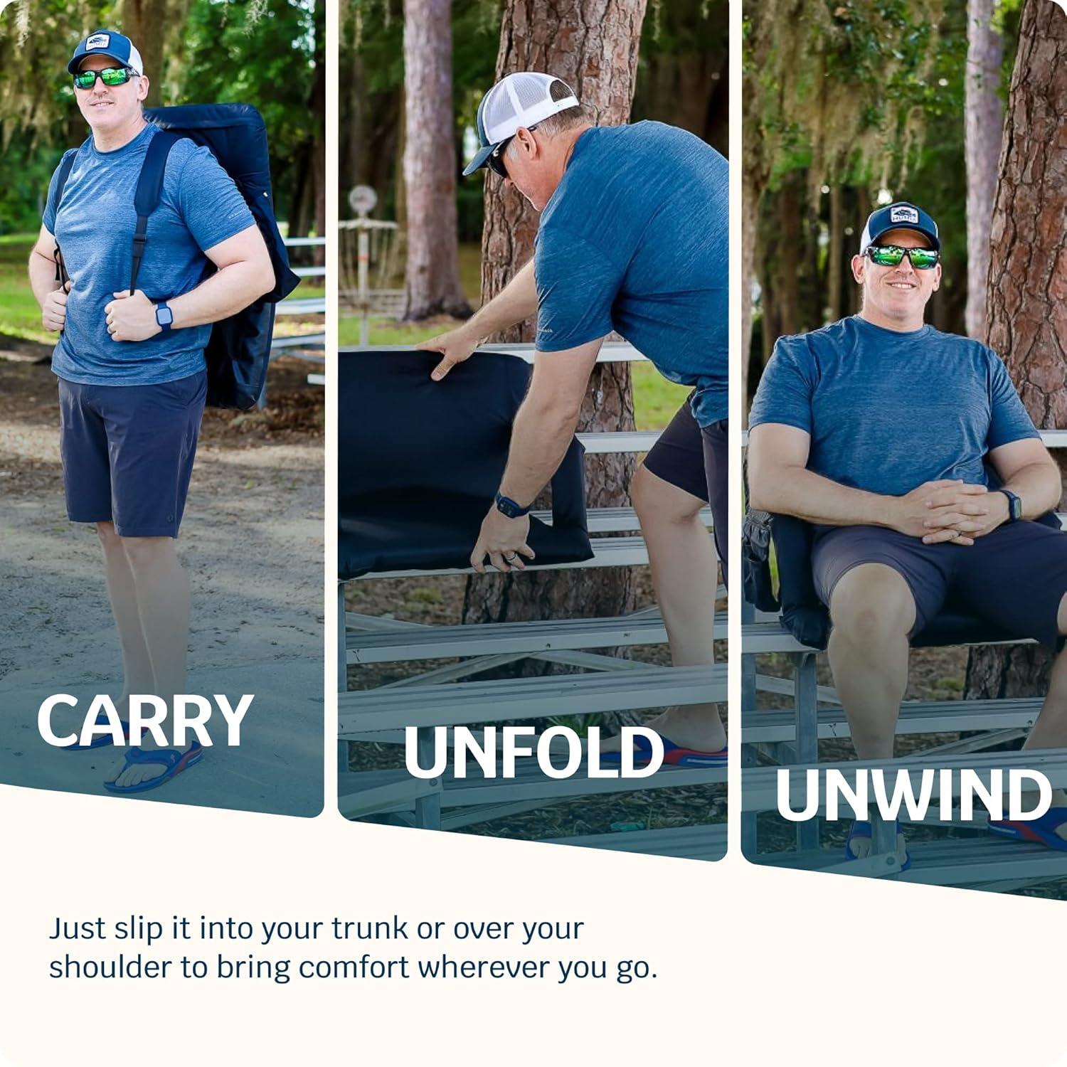 Black Heated Massage Reclining Stadium Seat with Armrests and Pockets