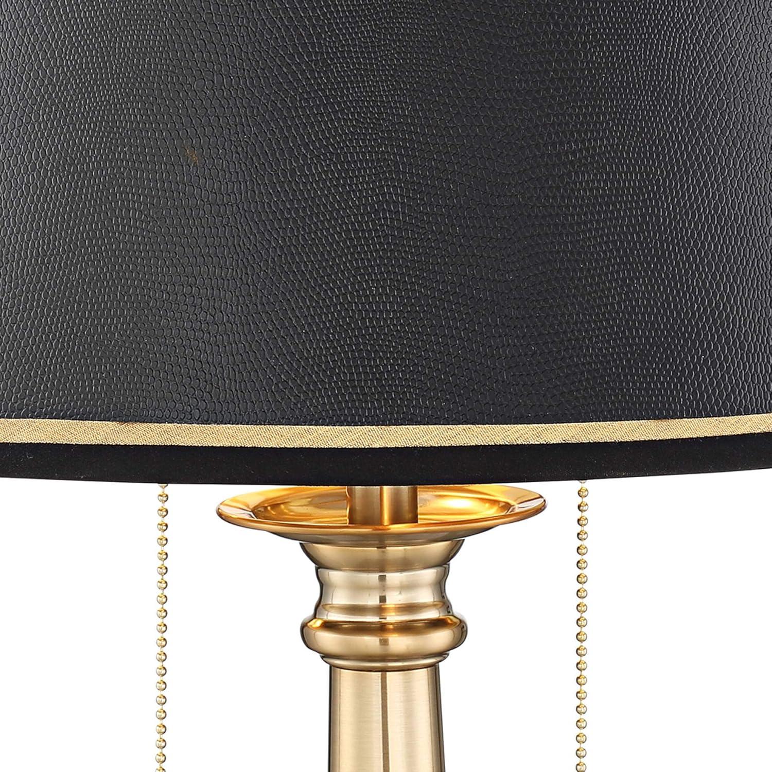 Barnes and Ivy Georgetown Traditional Desk Lamp 28 1/2" Tall Warm Brass with USB Charging Port Black Shade for Bedroom Living Room Bedside Office Kids