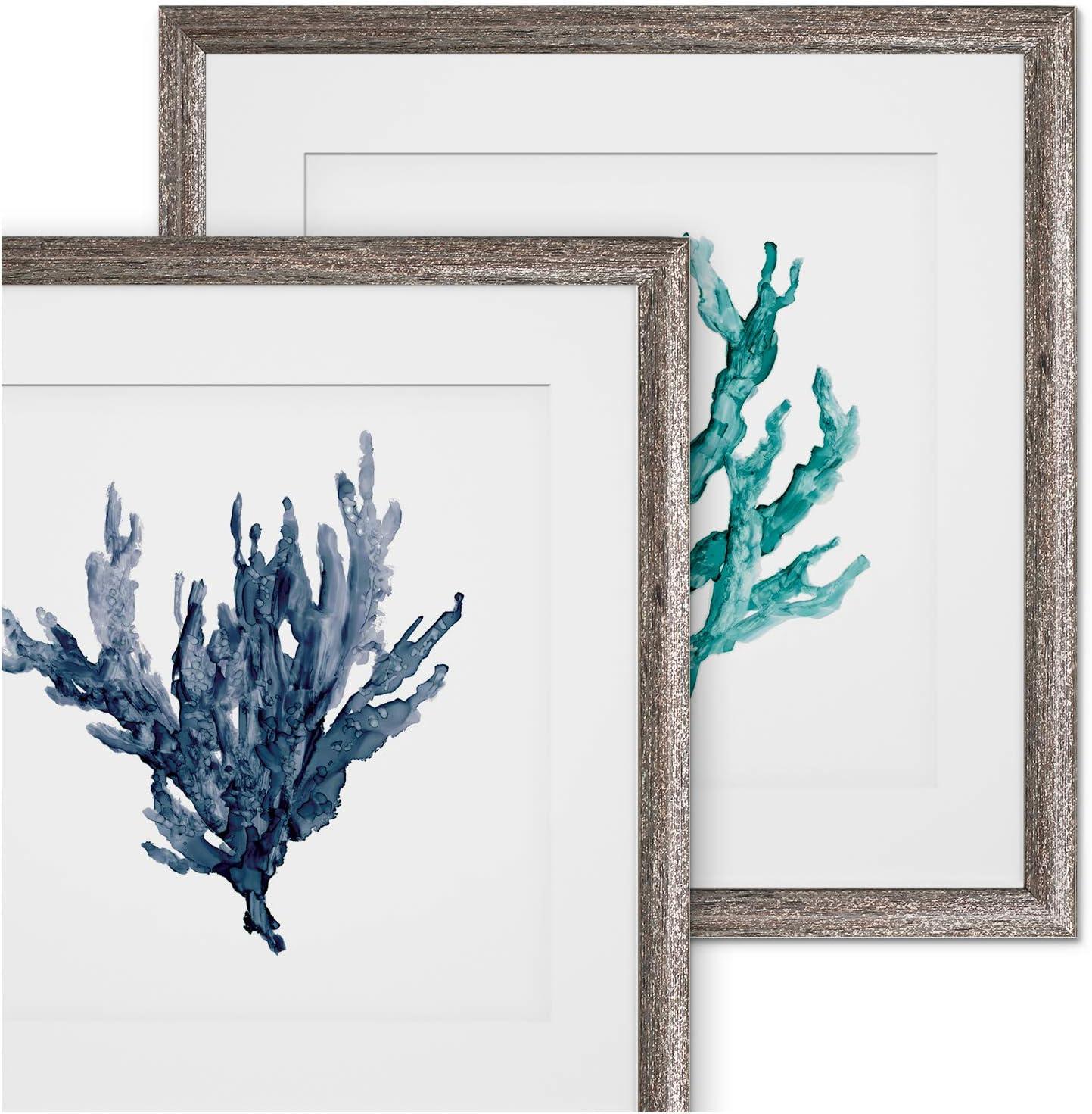 Sea Coral 2-Piece Framed Art Set with Silver Frame