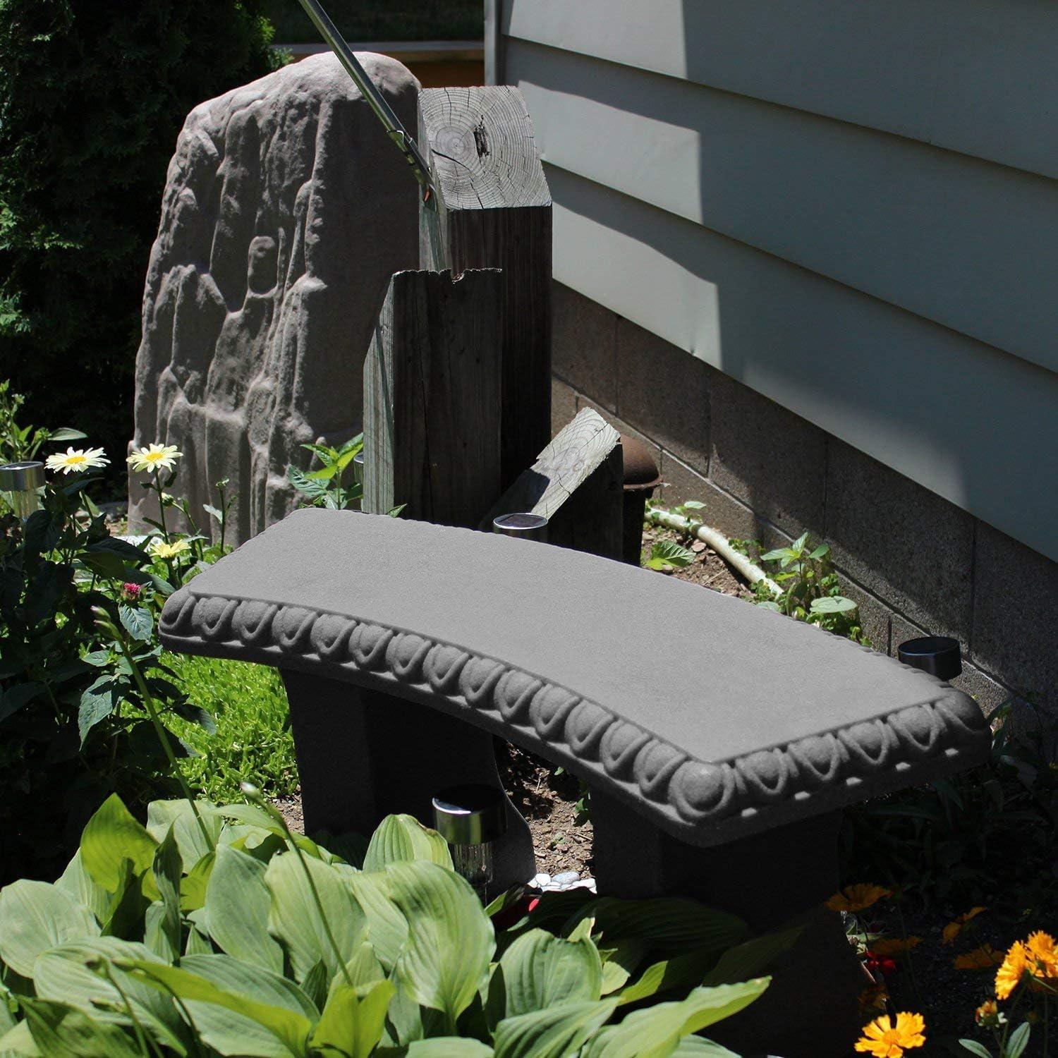 Elegant Granite-Textured Resin Garden Bench, 12.5" Height