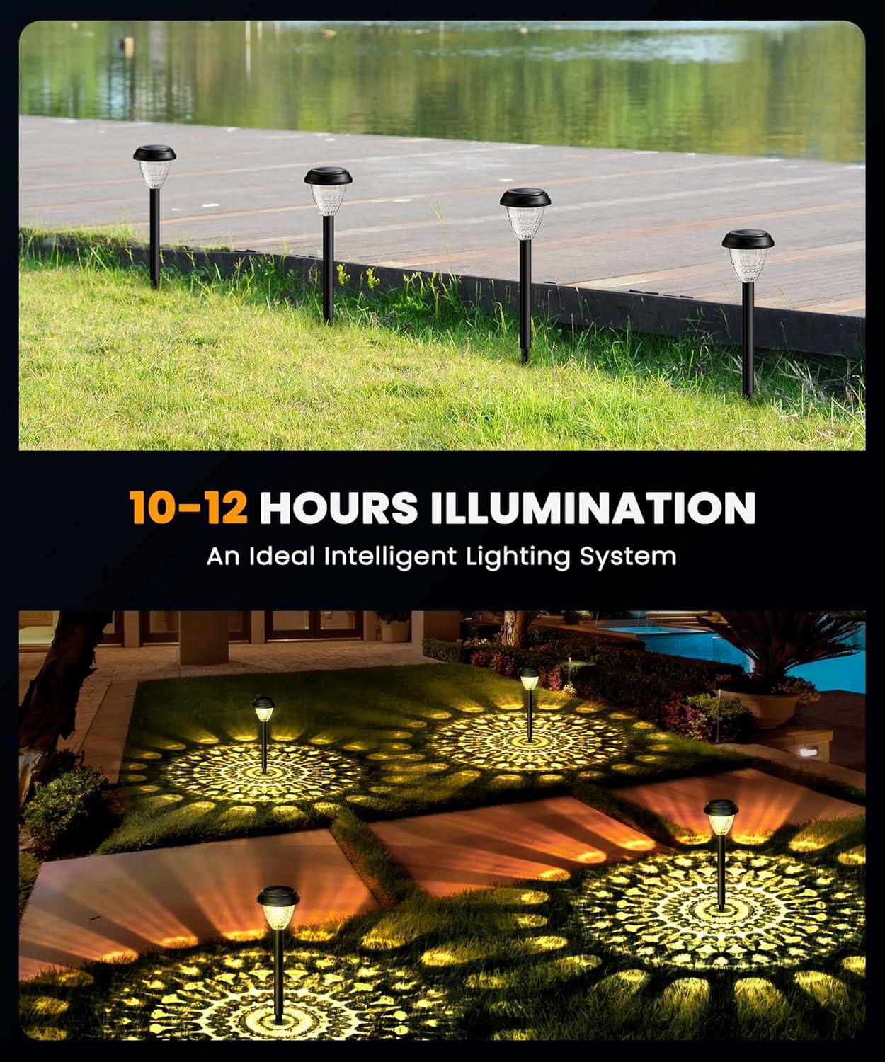 Super Bright LED Solar Pathway Lights with Petal Pattern, 8 Pack