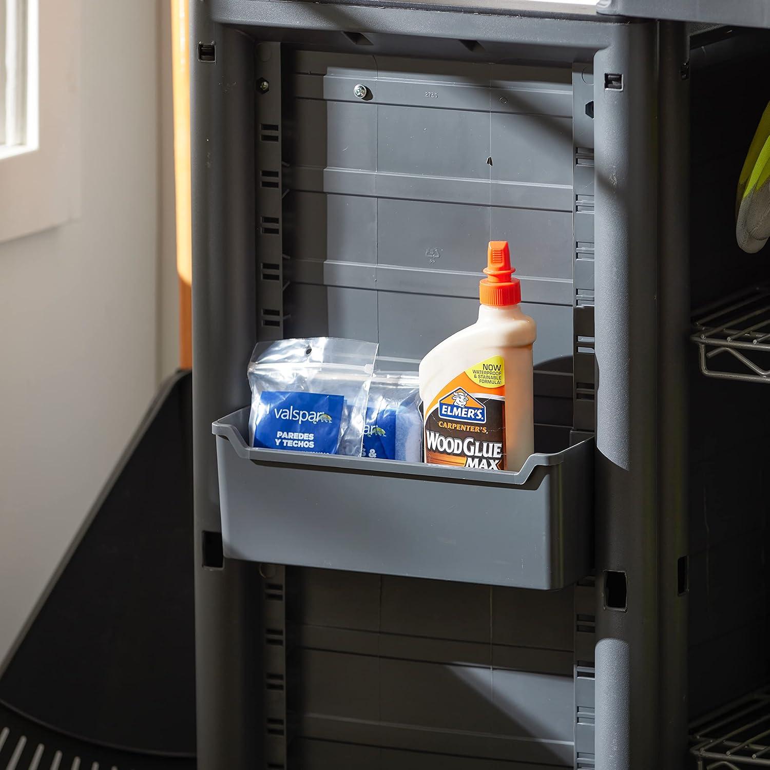 Gracious Living 2-Shelf Cabinet Organizer, MaxIt Base Cabinet Storage for Garages, Basement, Workshop, and More, Grey, Small