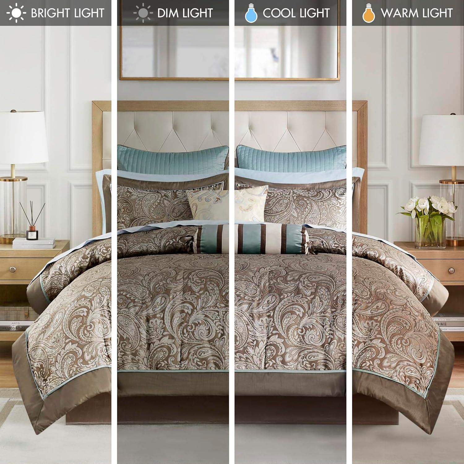 12pc Full Whitman Jacquard Comforter Set Blue - Madison Park: Luxury Bedding Ensemble with Sheets & Shams