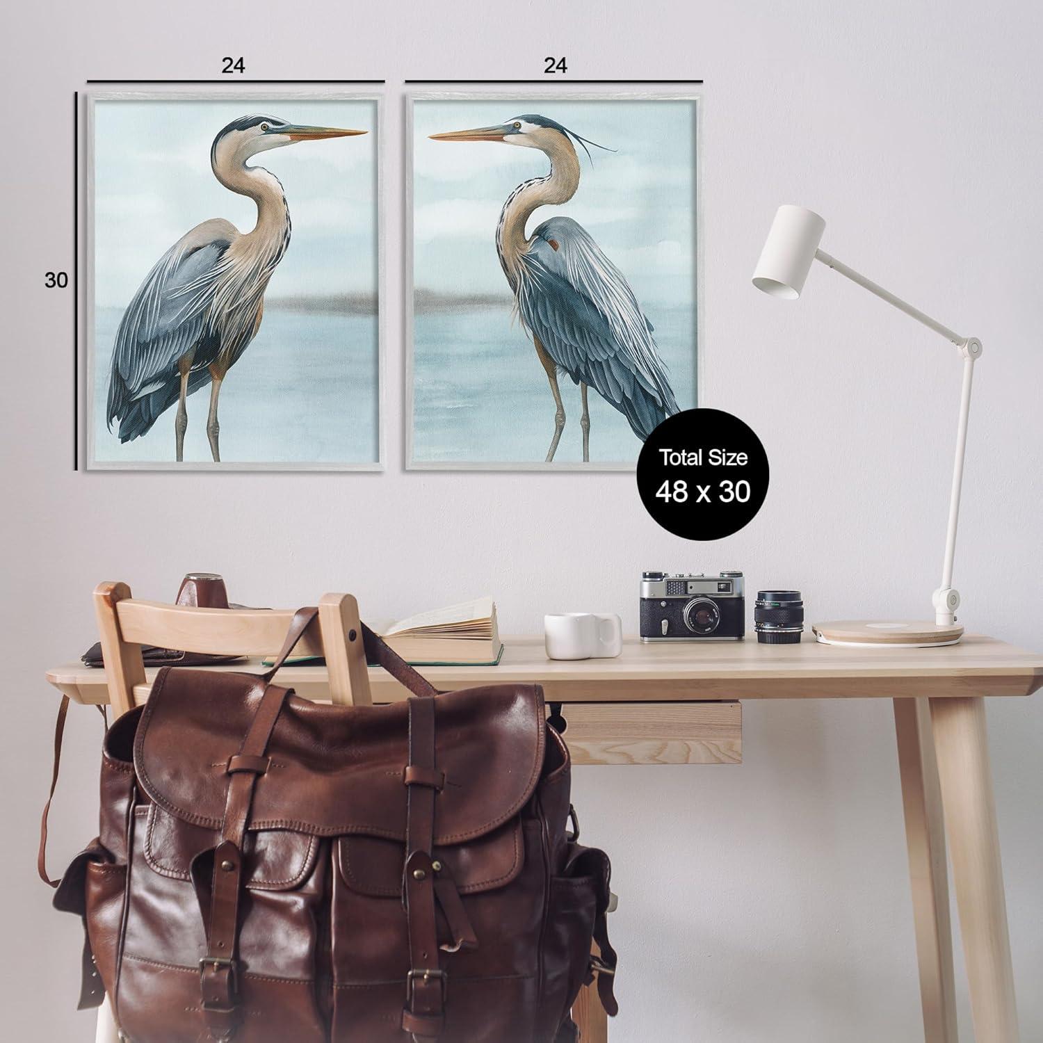 " Detailed Heron Bird Duo " by Grace Popp 2 - Pieces Painting Print