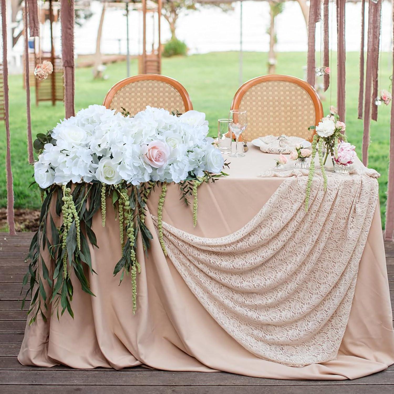 AVIVIHO Hydrangea Artificial Flowers Realistic White Fake Hydrangeas Silk Flowers with Stems Pack of 10 for Spring Mother's Day Easter Gifts Wedding Floral Bouquet Home Decor Party Decoration