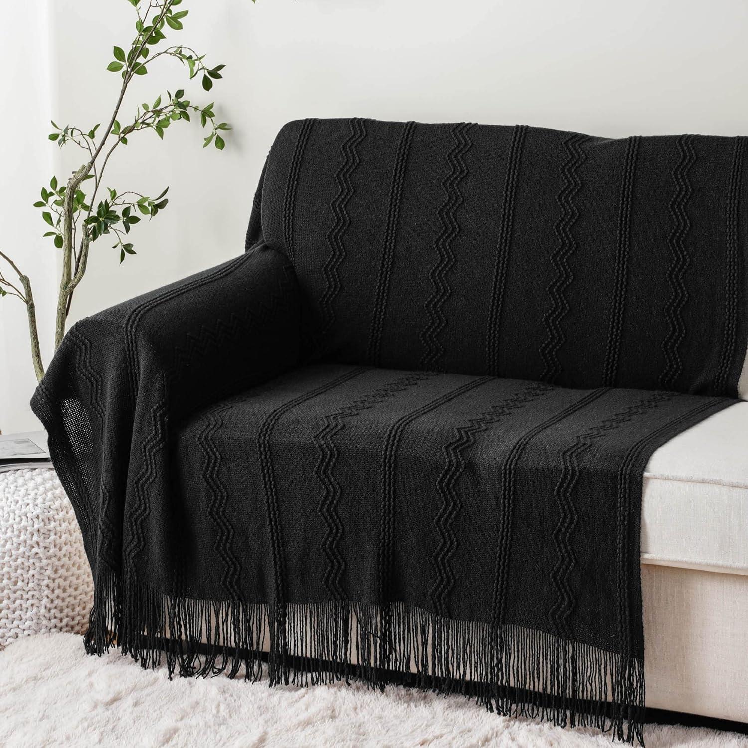 Battilo Home Throw Blanket for Couch, Textured Soft Throw Blankets, Decorative Knitted Blanket for Home Living Room Decor, 50"x60" | Wayfair