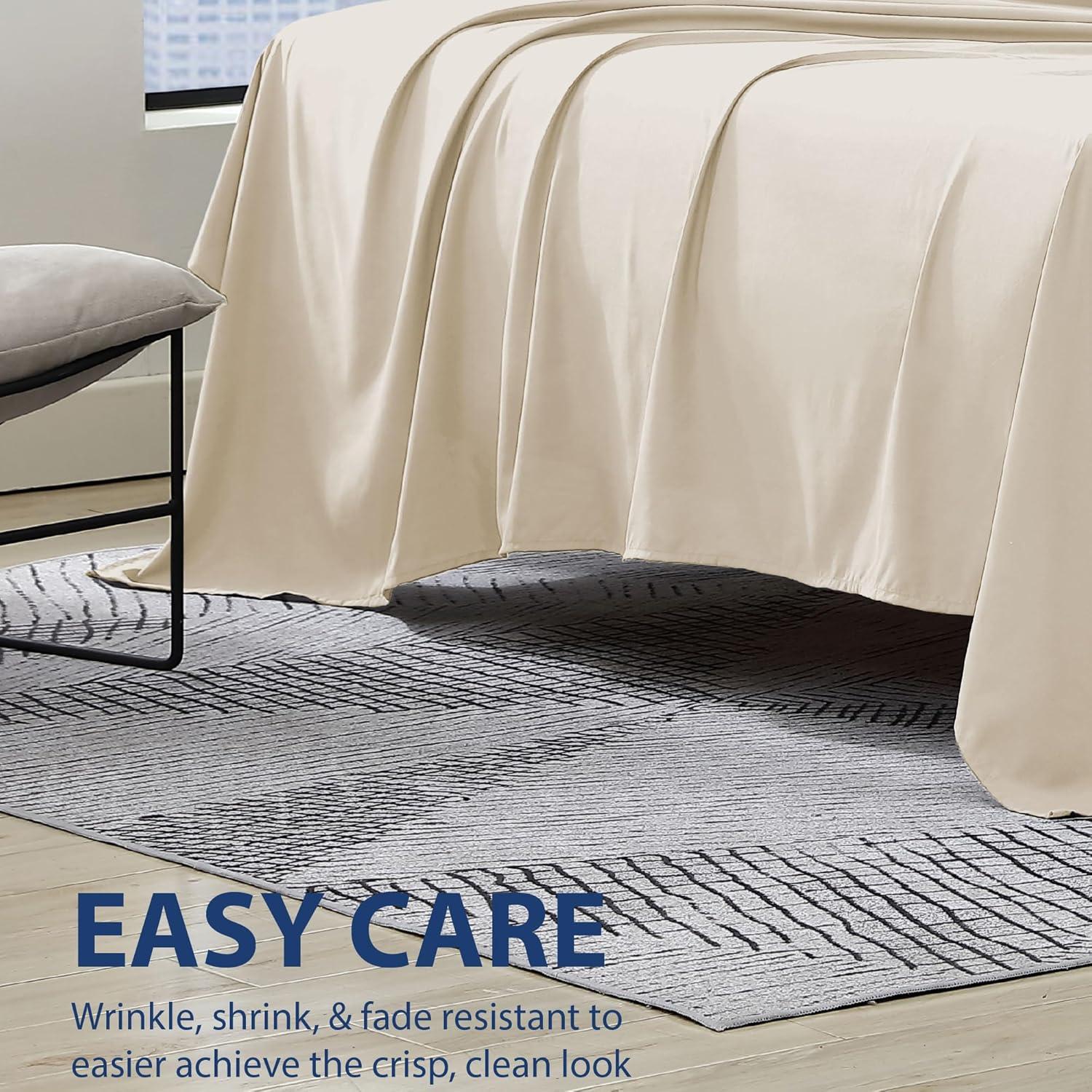 Swift Home | 1-Piece Microfiber Flat Sheet Cream Queen