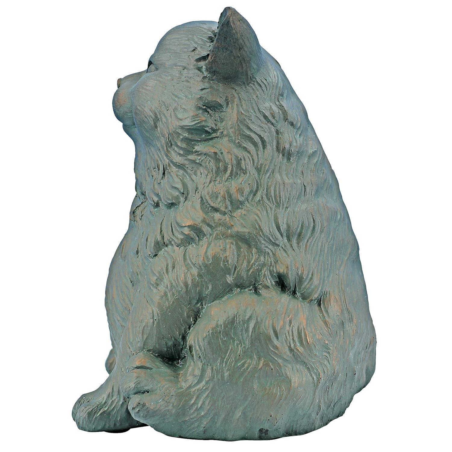 Design Toscano Sitting Phat Cat Animal Statue, 8 Inch, Resin, Faux Bronze Finish