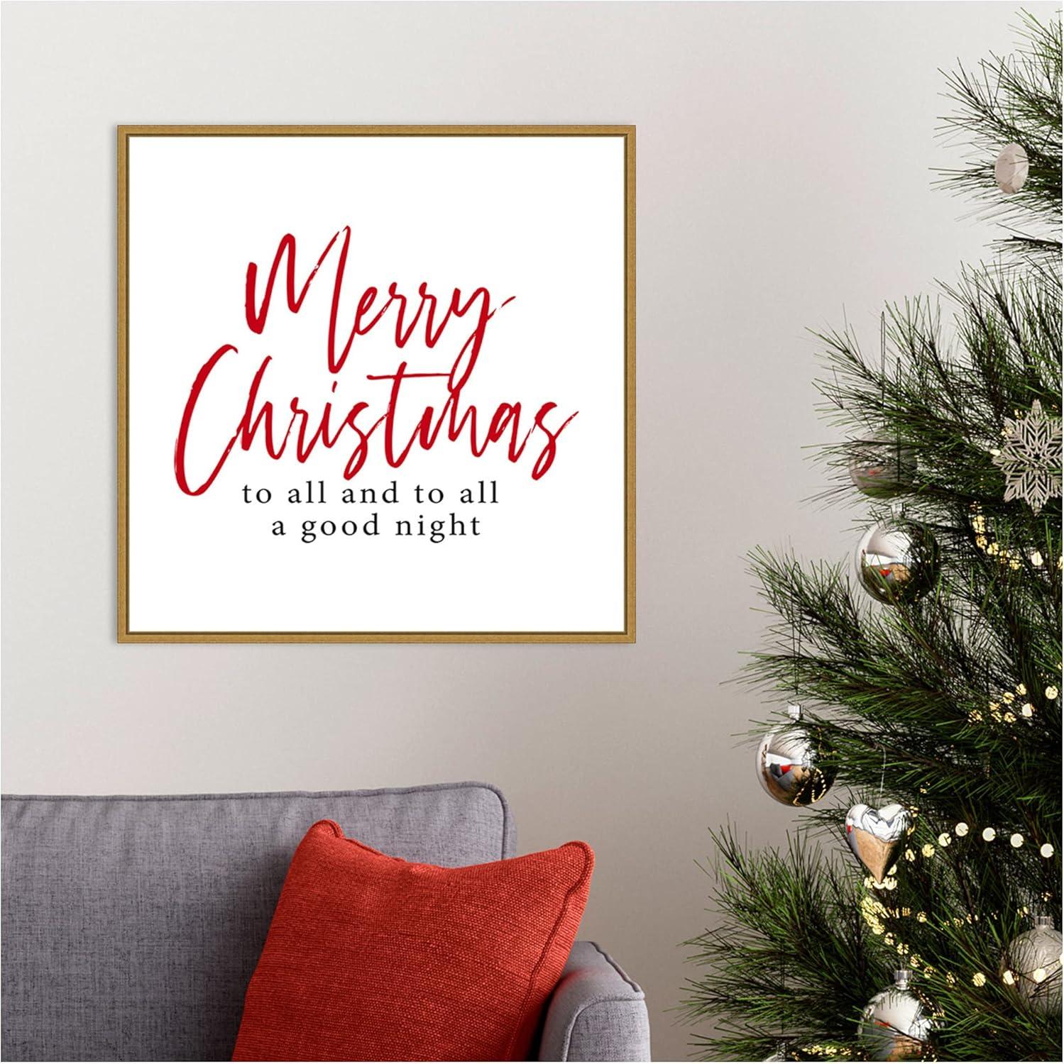 Merry Christmas Red Script Framed Canvas Print