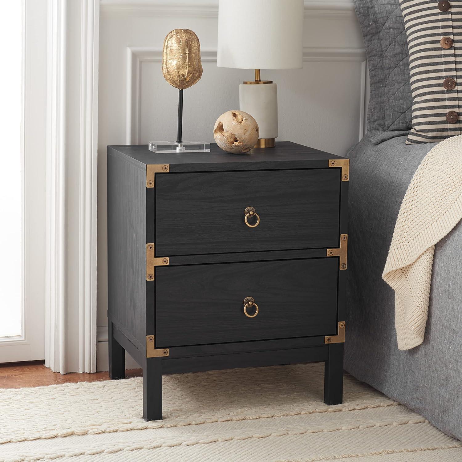 Galio Black and Gold 2-Drawer Nightstand