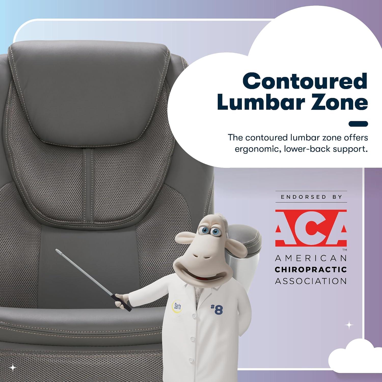 Amplify Executive Mesh Office Chair Seamless Light Gray - Serta: Ergonomic with Fixed Arms & Casters, Adjustable Height