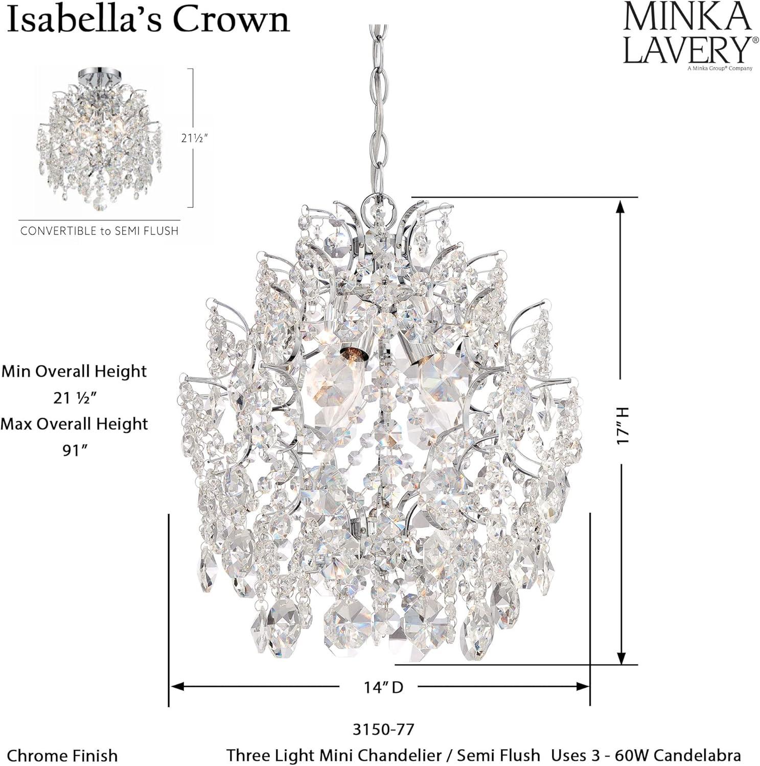 Elegant Chrome Mini Chandelier with Crystal Accents, 3-Light