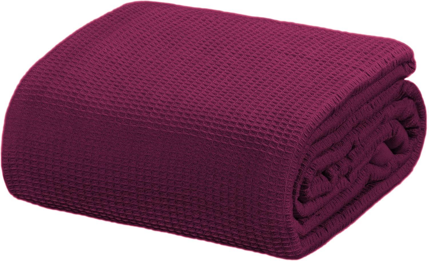 Crover All Season Thermal Waffle Cotton King Blanket Plum