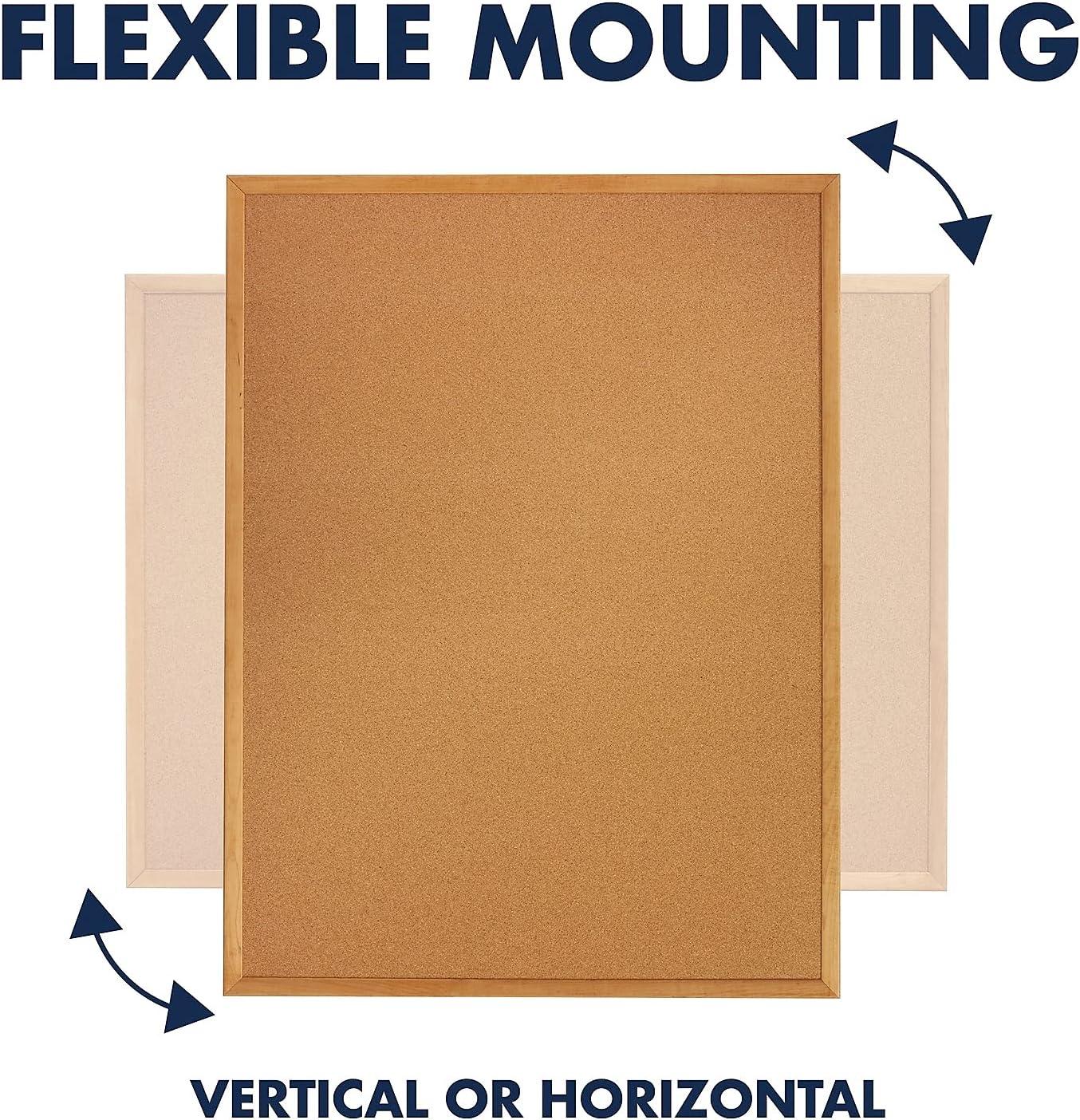 Natural Cork Bulletin Board with Oak Frame, 18" x 24"