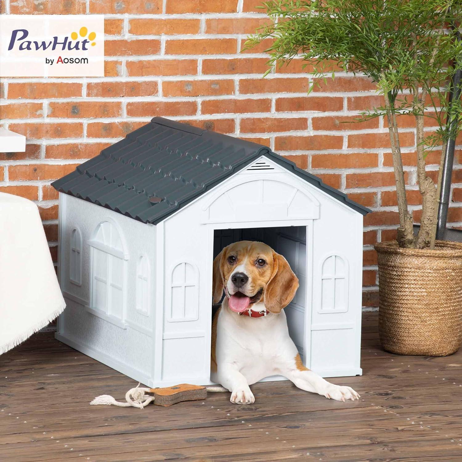 Plastic Dog House with Door Indoor Outdoor Waterproof Puppy Shelter
