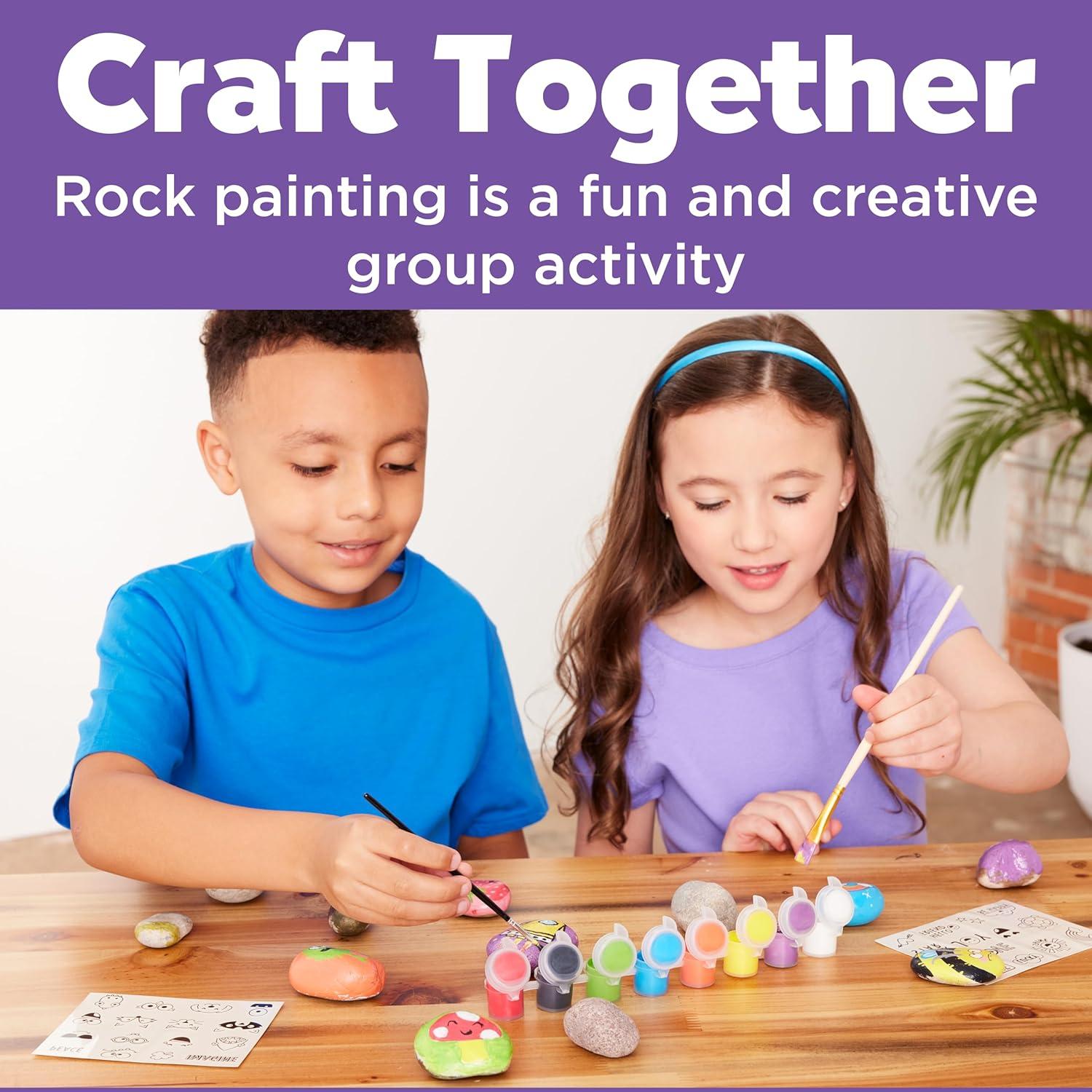 Hide & Seek Rock Painting Kit - Creativity for Kids: Paints, Stickers, Rocks, Brush, Craft Activity for Ages 6+