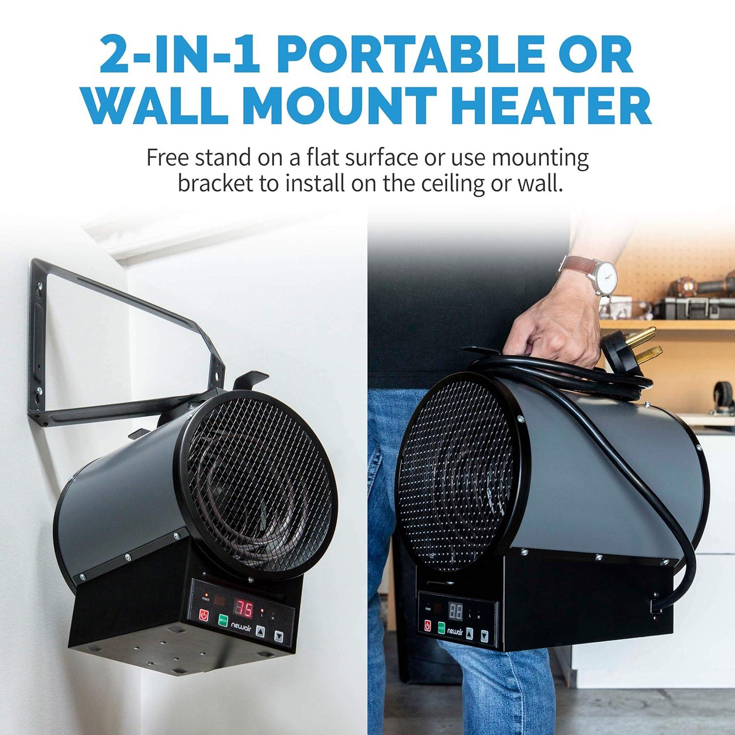 Newair Newair Freestanding or Ceiling/Wall Mounted 4800W Electric Garage Heater 240v, 500 sq. ft. with Remote Control