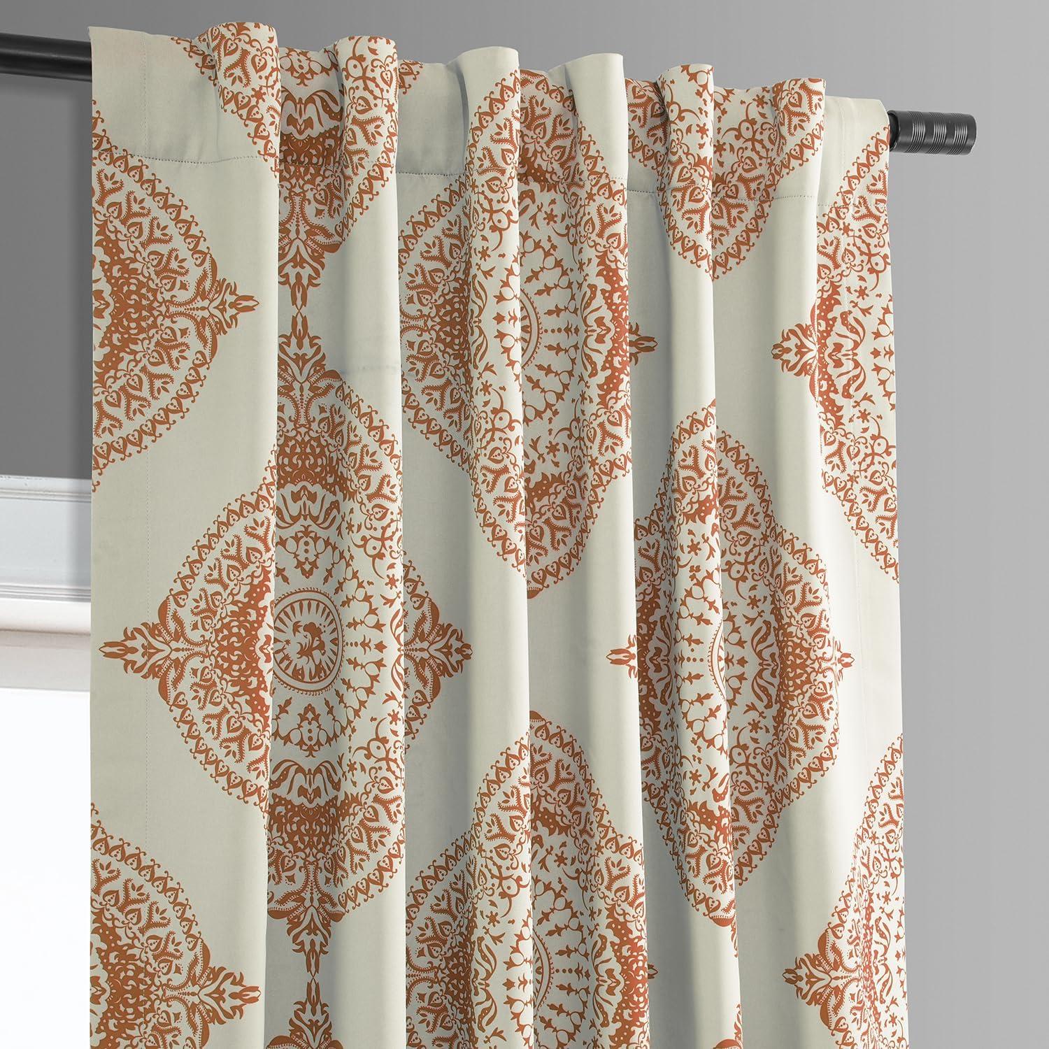 HPD Half Price Drapes Geometric Printed Rod Pocket Room Darkening Curtains for Living Room & Bedroom 50W X 63L, (1 Panel), Henna