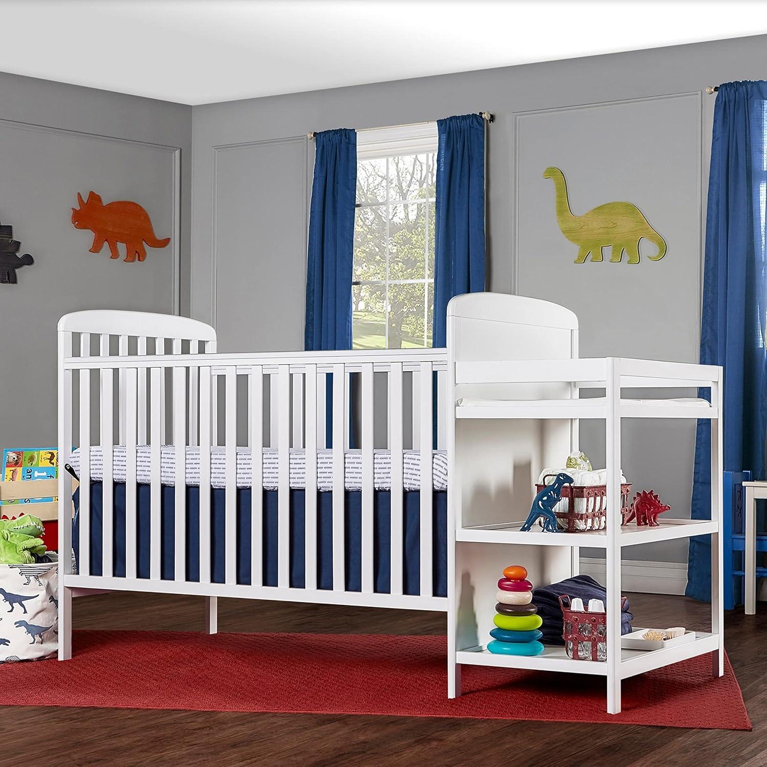 Dream On Me Anna 4 in 1 Full-Size Crib and Changing Table Combo in White
